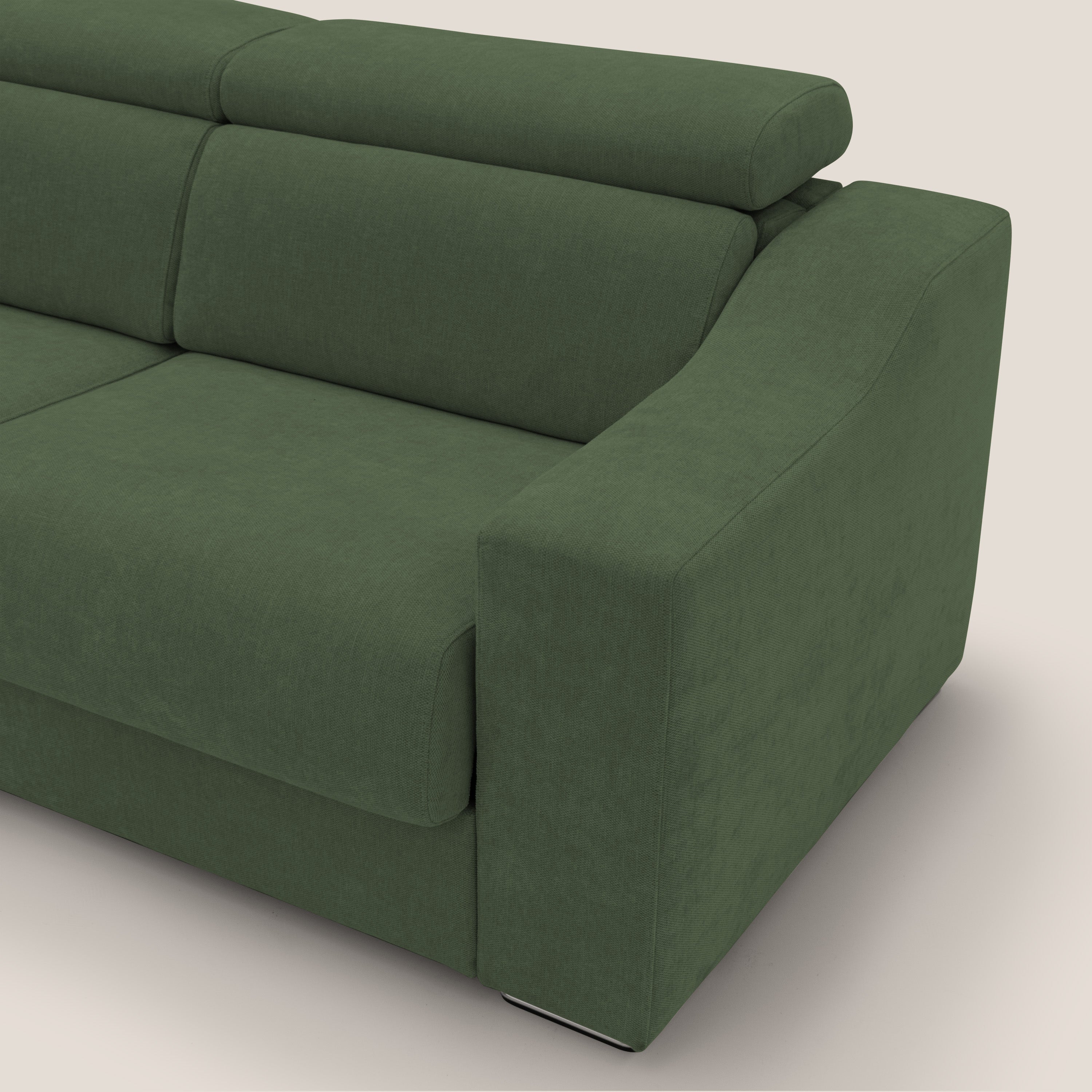 Bomber divano letto matrimoniale con poggiatesta in tessuto impermeabile T14 verde - divani.store
