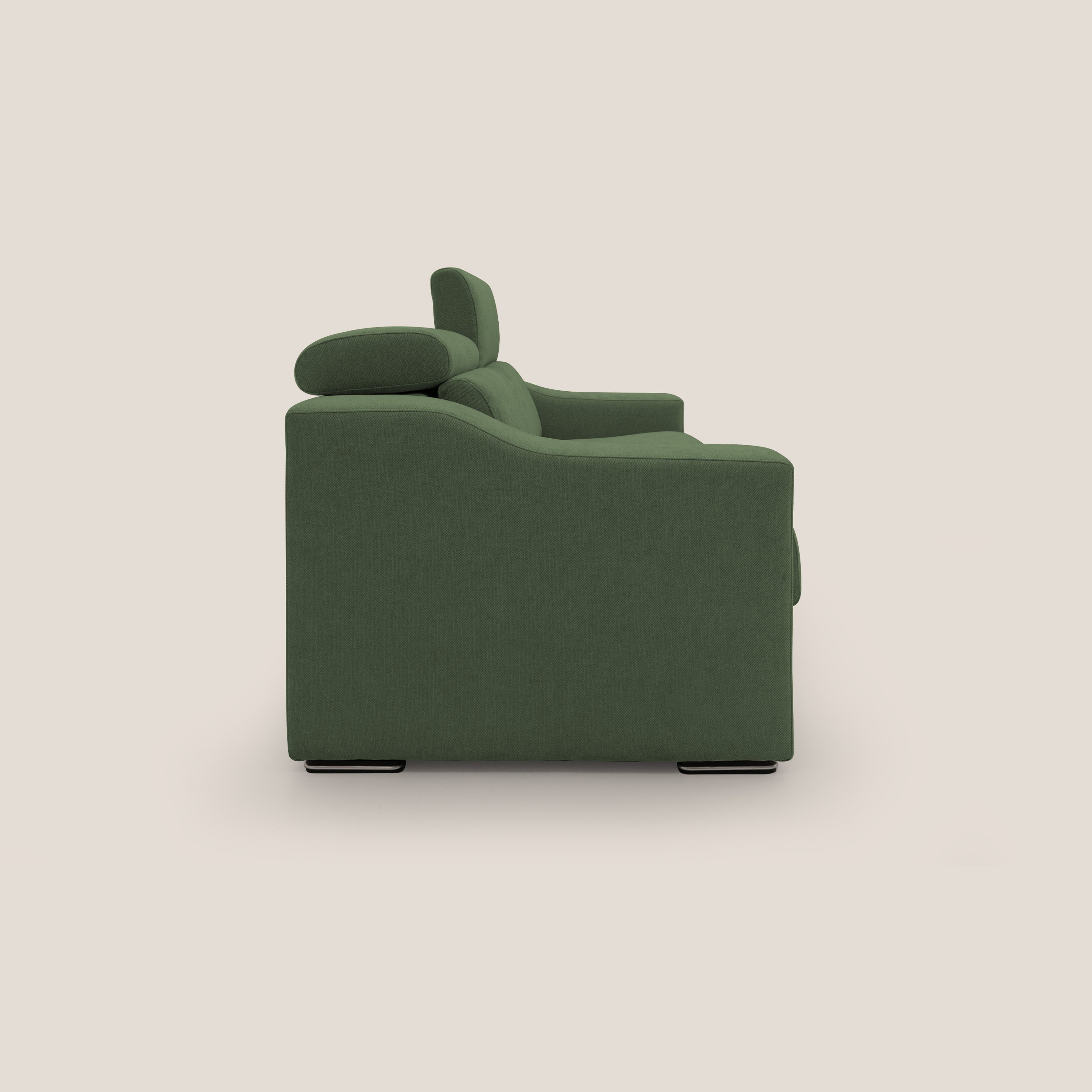 Bomber divano letto matrimoniale con poggiatesta in tessuto impermeabile T14 verde - divani.store