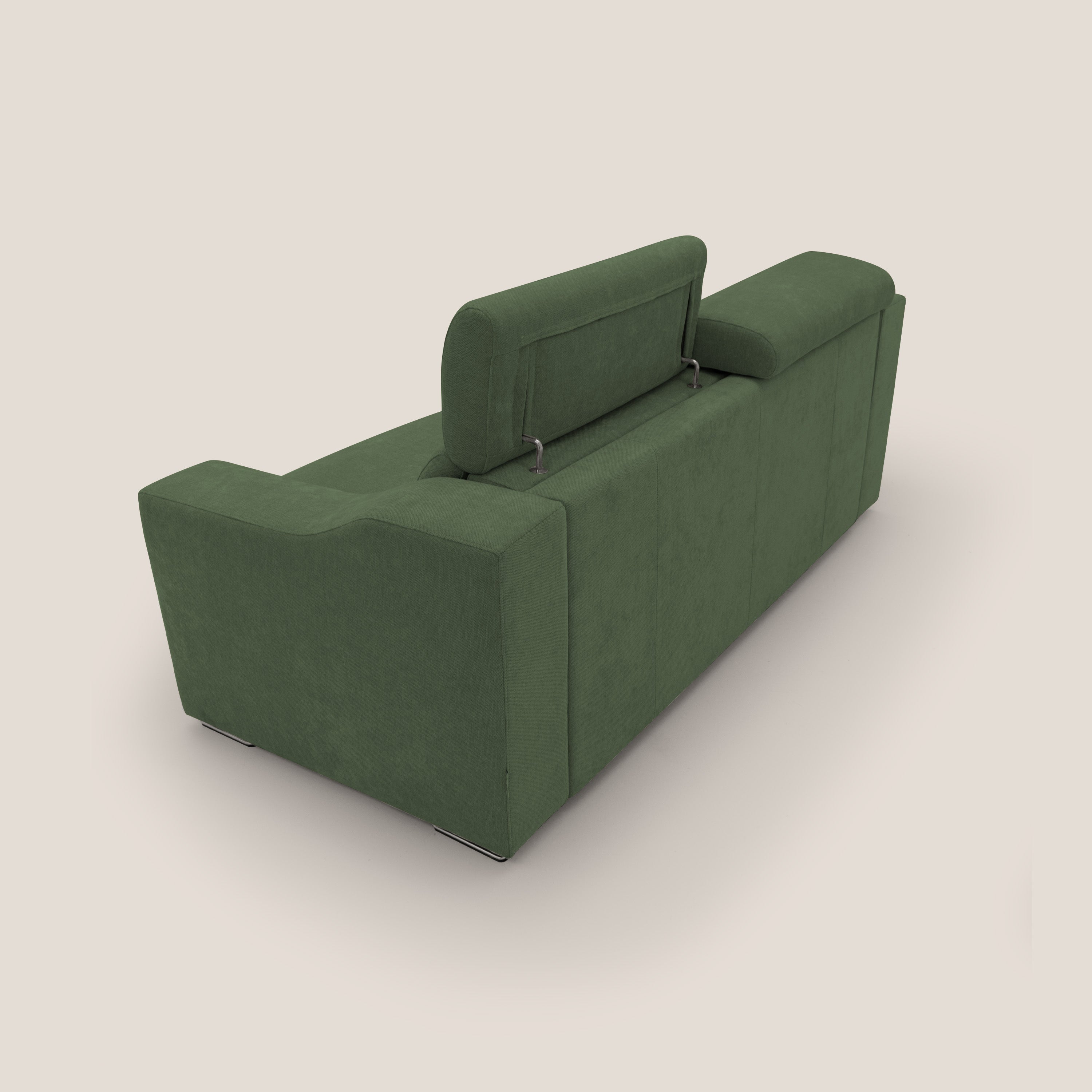 Bomber divano letto matrimoniale con poggiatesta in tessuto impermeabile T14 verde - divani.store