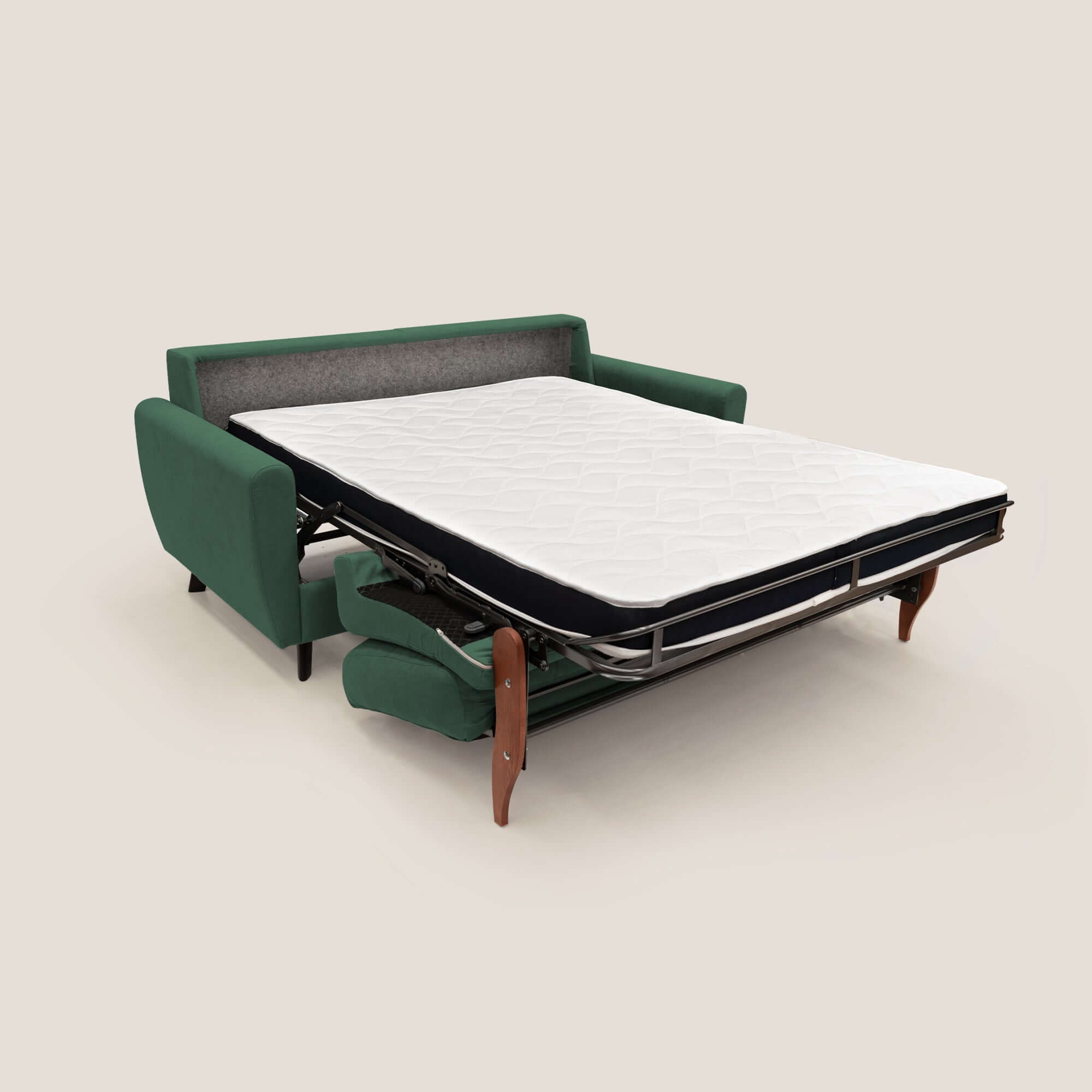 Callisto Divano letto matrimoniale in tessuto morbido impermeabile T02 verde - divani.store