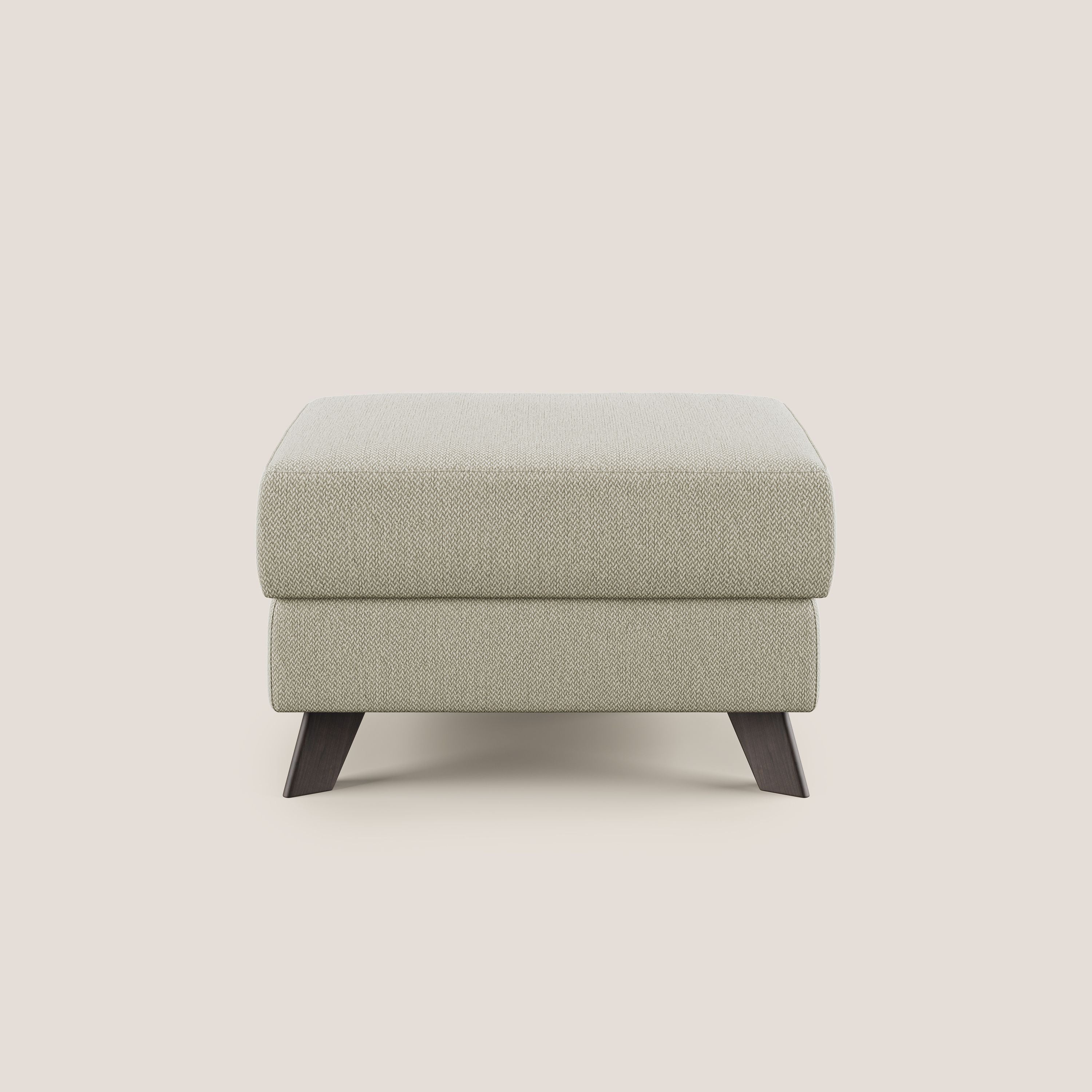 Moon Pouf contenitore e piedini alti in tessuto smacchiabile con acqua T05 panna - divani.store