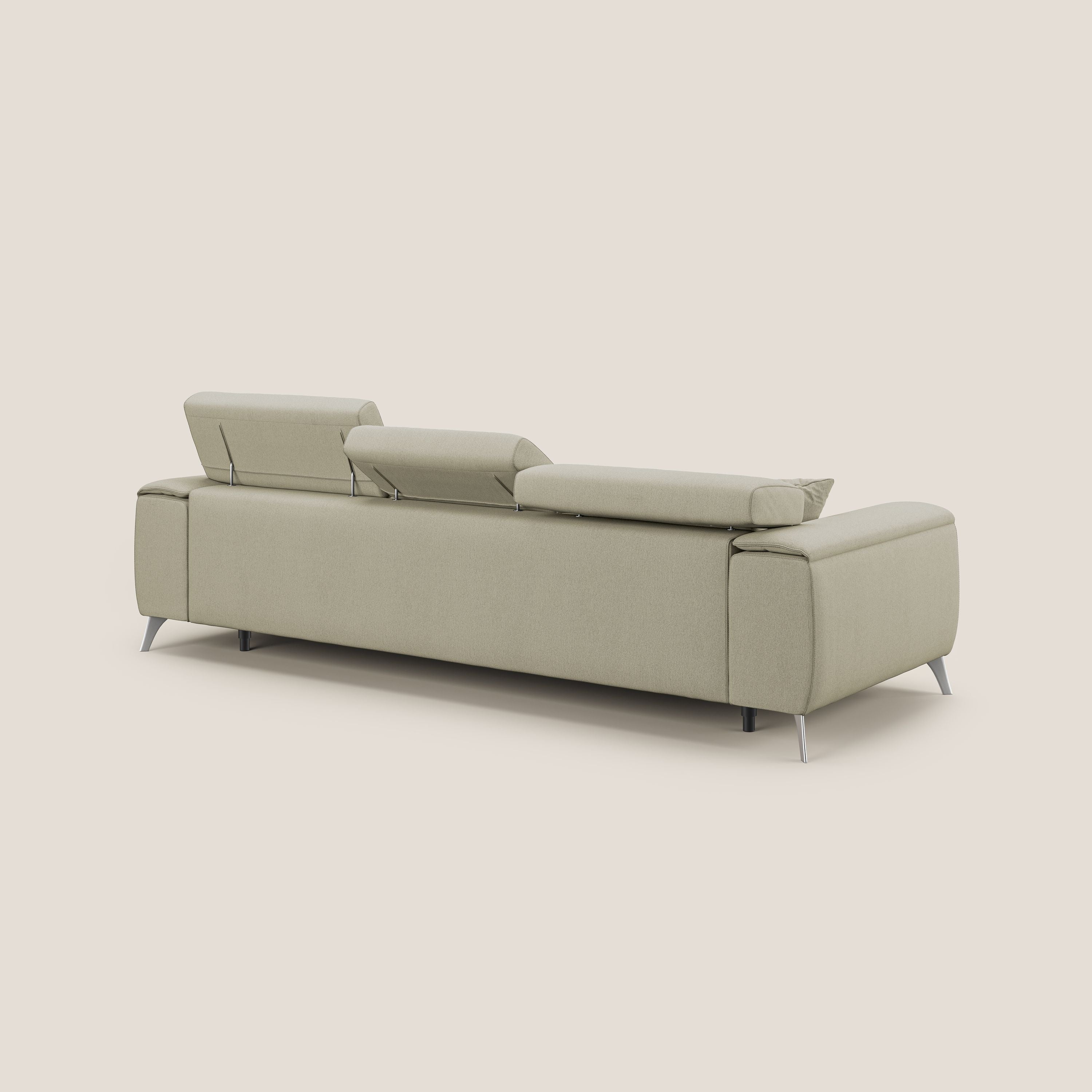 Fusion Divano angolare con sedute scorrevoli in tessuto morbido smacchiabile T05 panna - divani.store