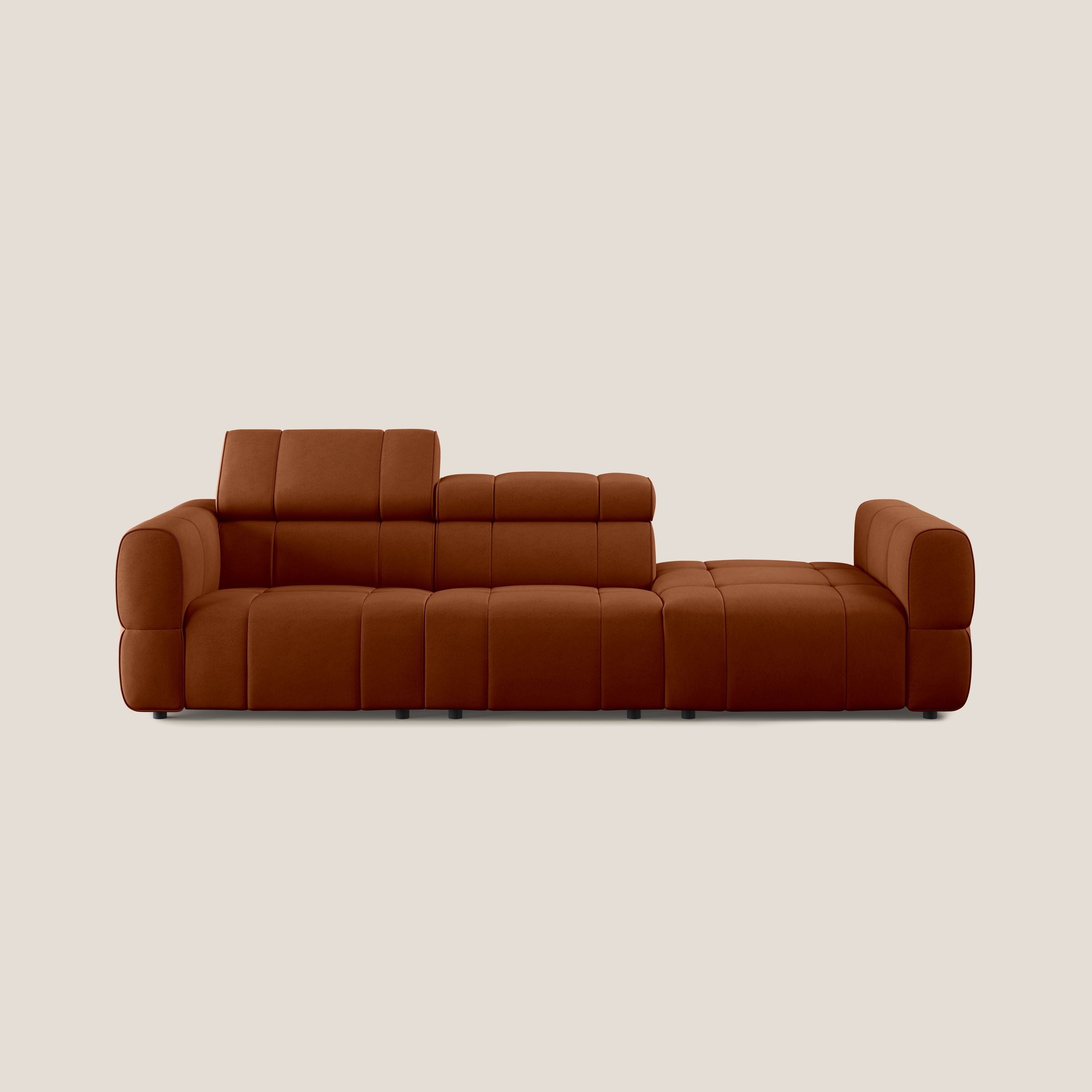 Giotto Divano con terminale e opzione relax elettrico in microfibra effetto velluto impermeabile T09 - divani.store