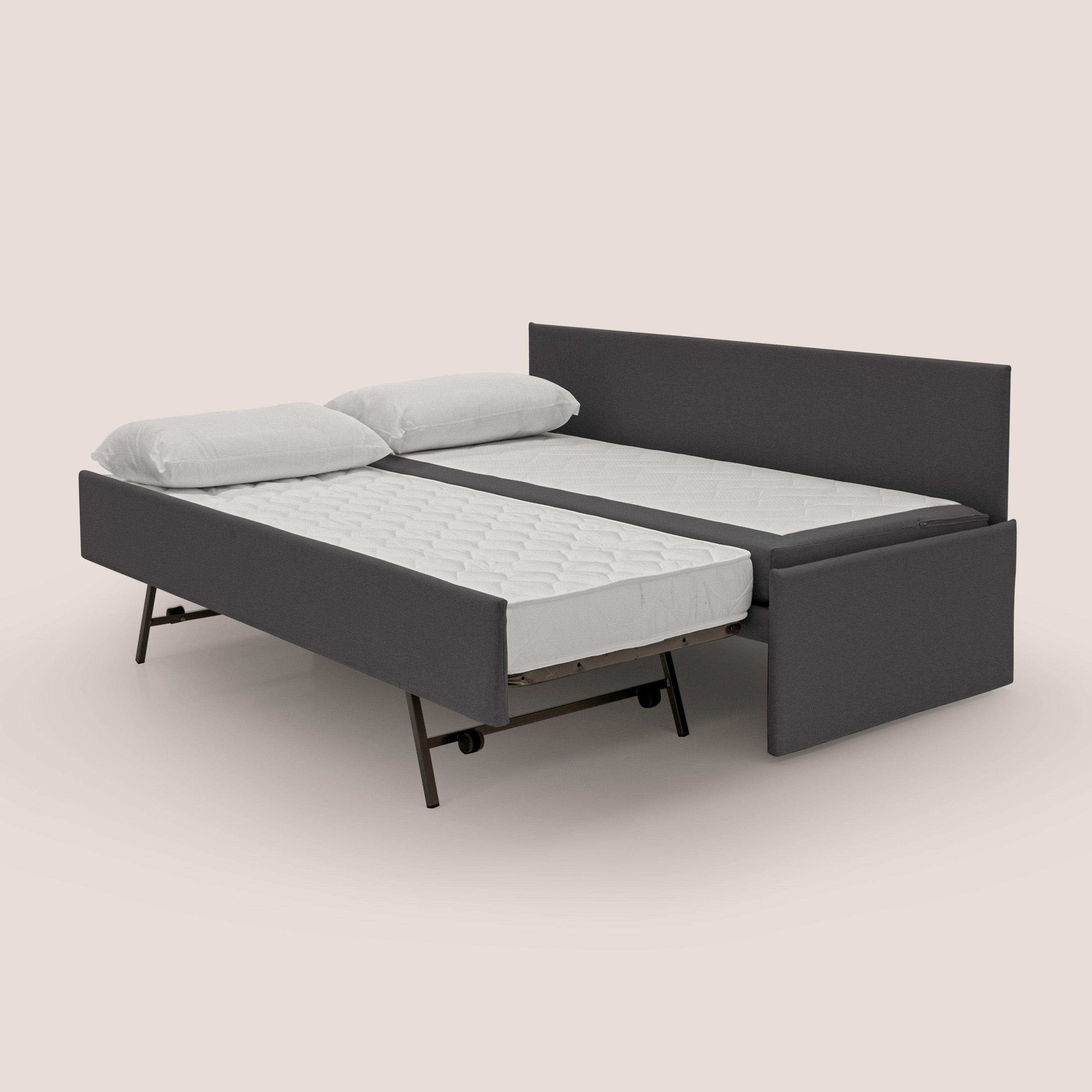 Naviglio Divano duplex con doppio letto in tessuto simil cotone impermeabile T13 antracite - divani.store