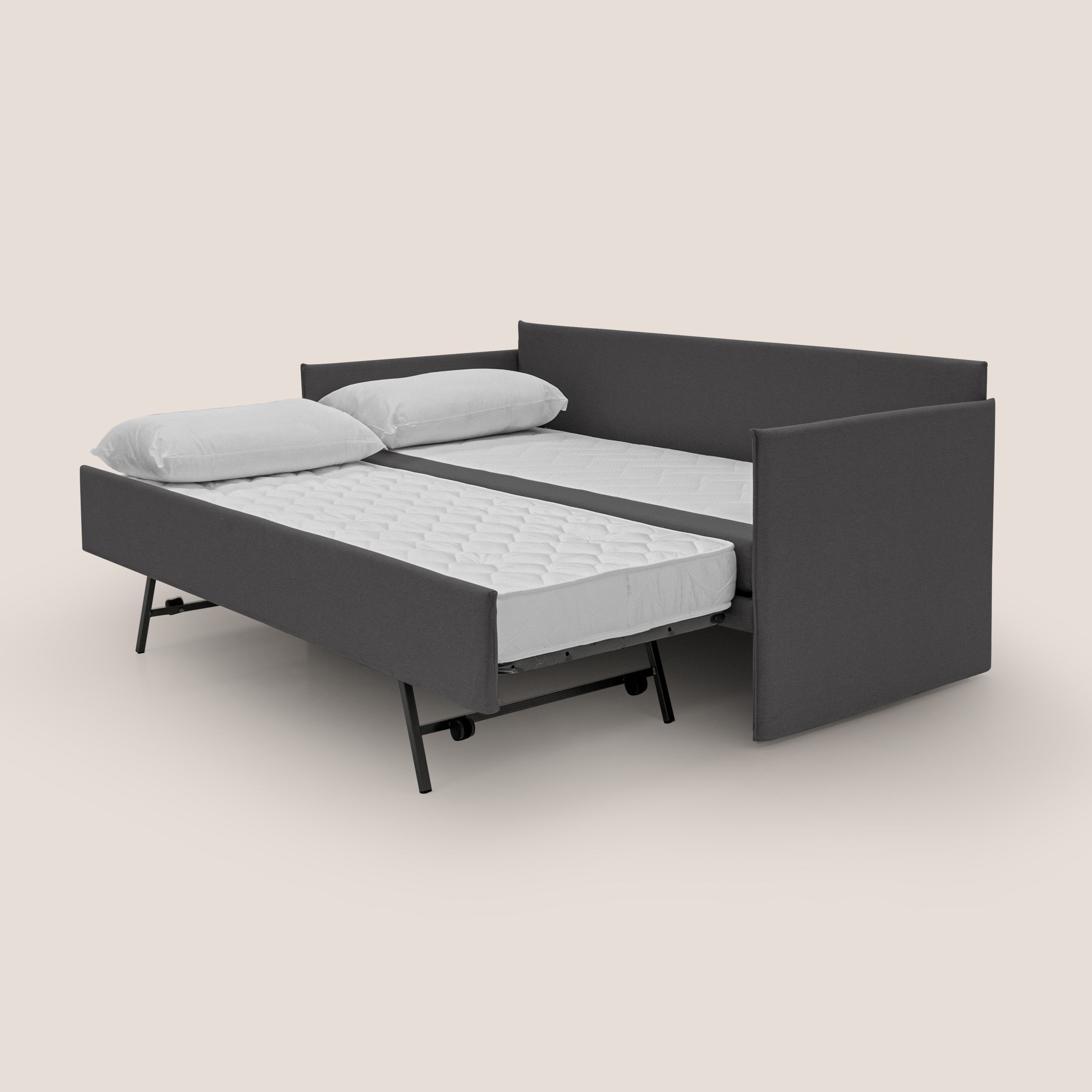 Brera Divano duplex con doppio letto in tessuto simil cotone impermeabile T13 antracite - divani.store