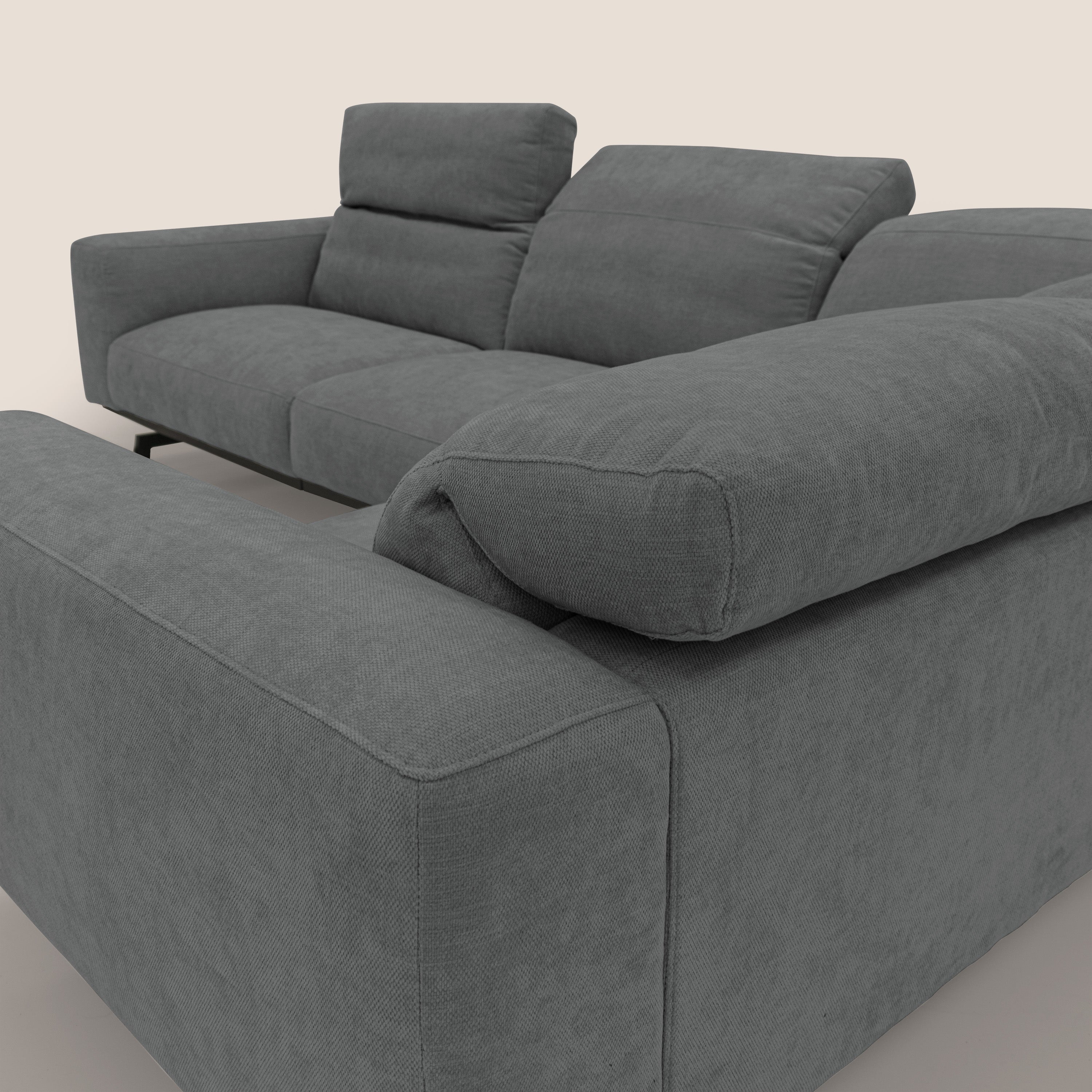 Sakura wendbares, modulares Ecksofa aus weichem, wasserfestem geflammtem Stoff T14 grau