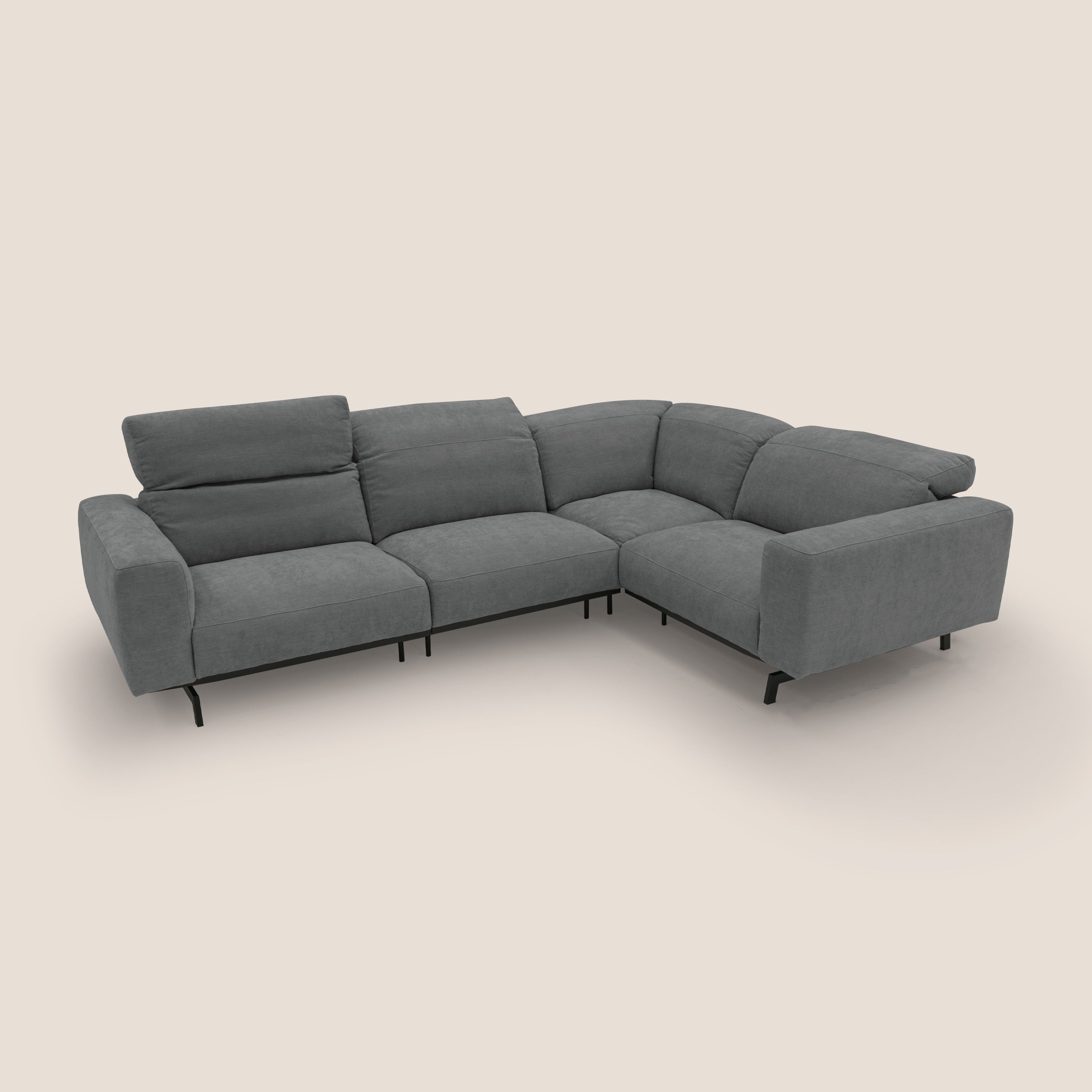Sakura wendbares, modulares Ecksofa aus weichem, wasserfestem geflammtem Stoff T14 grau