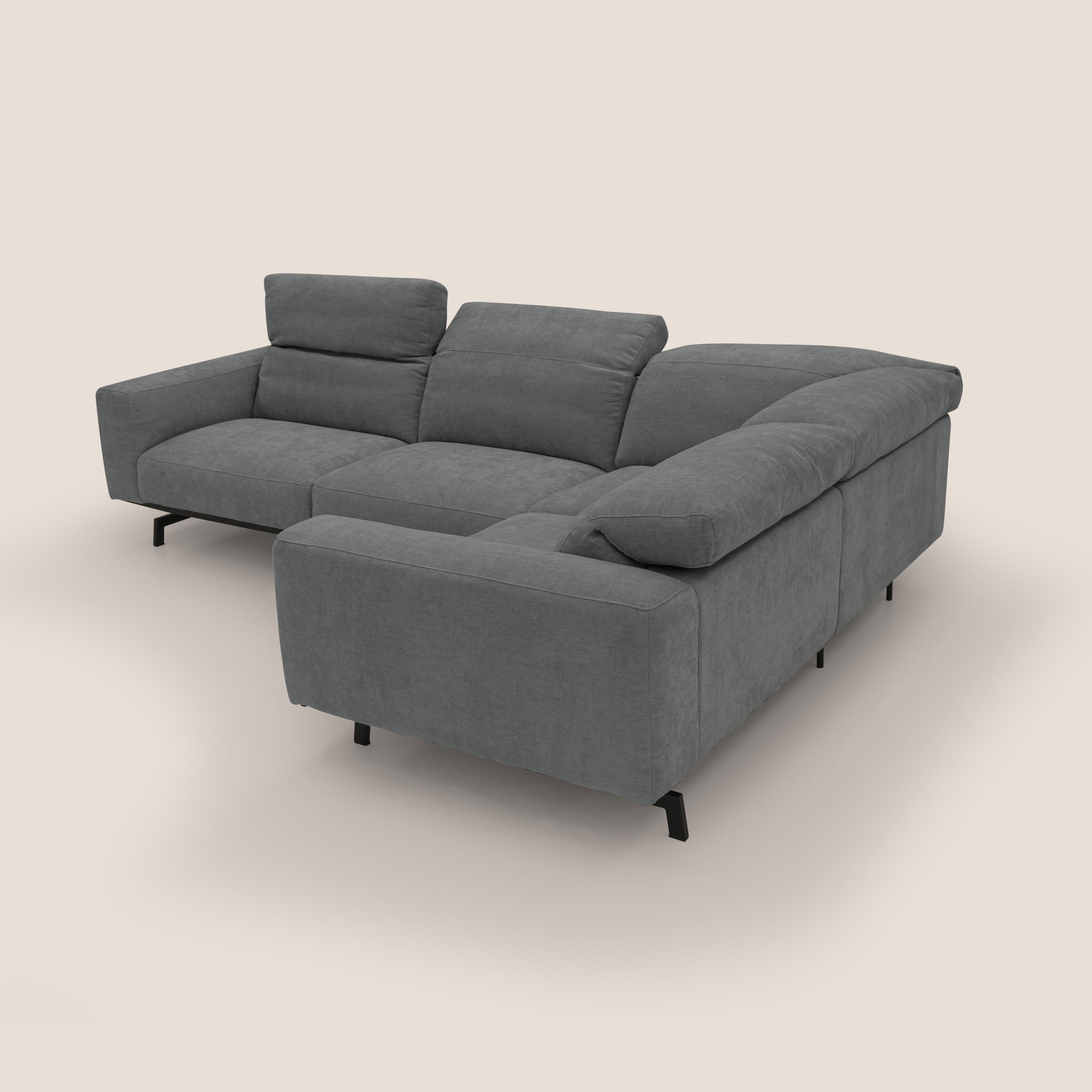 Sakura wendbares, modulares Ecksofa aus weichem, wasserfestem geflammtem Stoff T14 grau