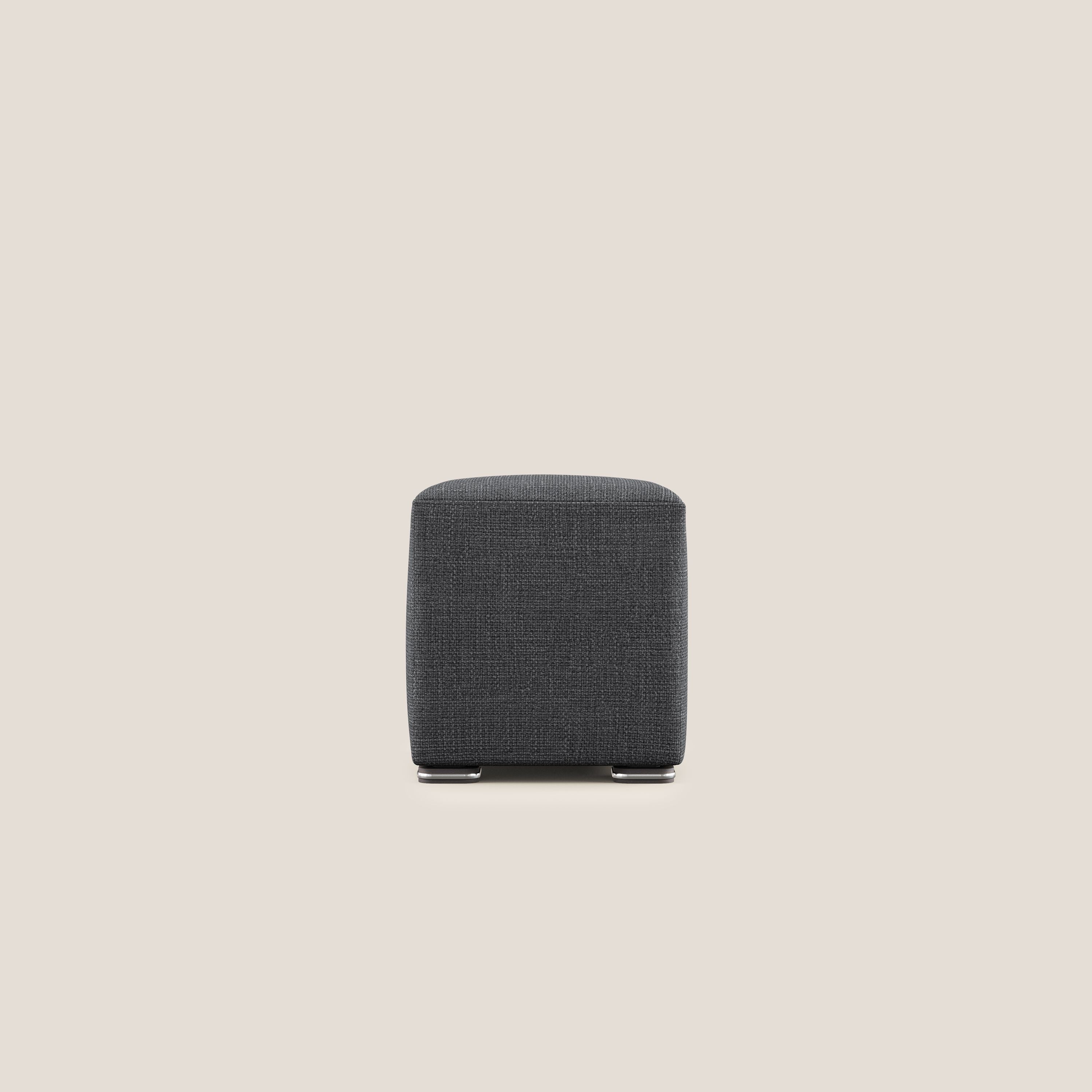 Cube pouf in morbido tessuto impermeabile ad intreccio melangiato T06 antracite - divani.store