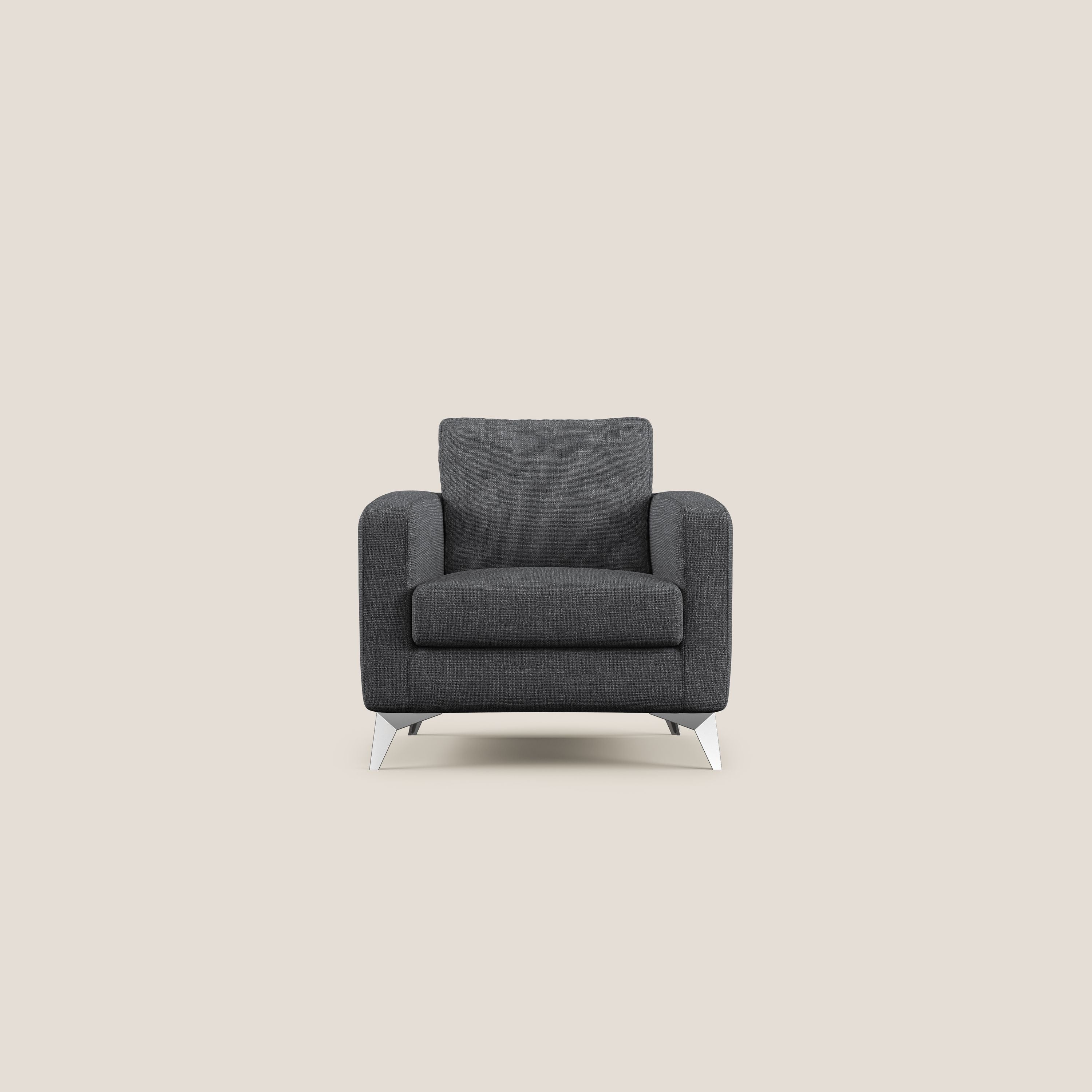 Orione Poltroncina in morbido tessuto impermeabile ad intreccio T06 antracite - divani.store