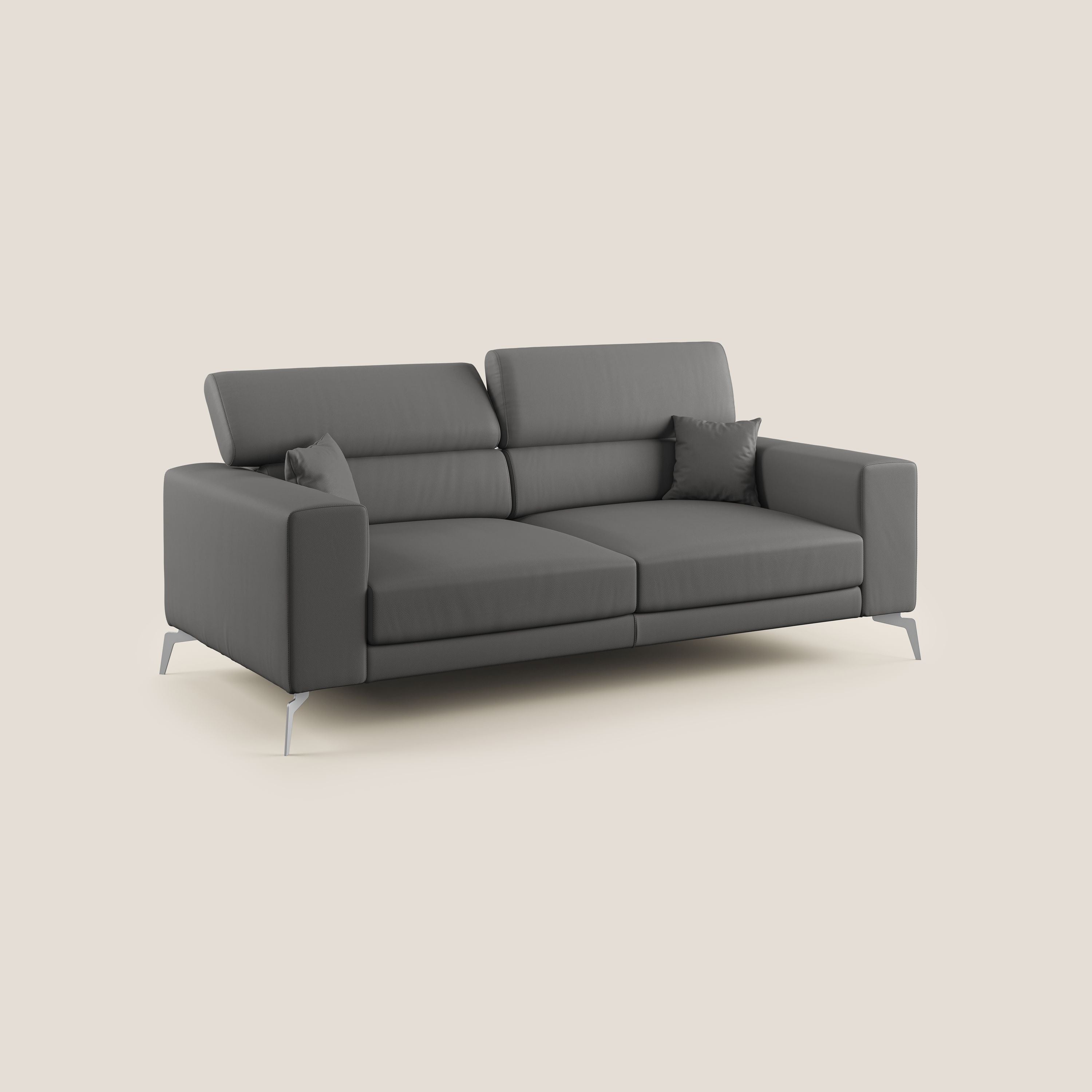 Blade Divano moderno con poggiatesta reclinabili in Ecopelle T04 antracite - divani.store