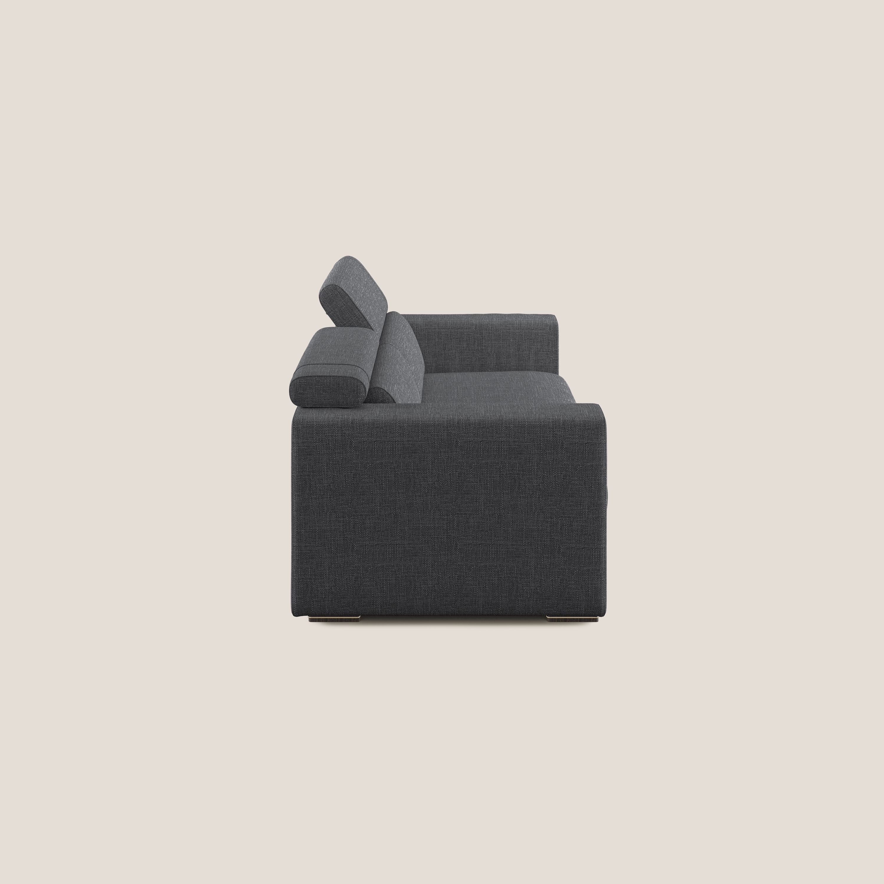 Vegas divano con poggiatesta reclinabili in morbido tessuto impermeabile T06 antracite - divani.store