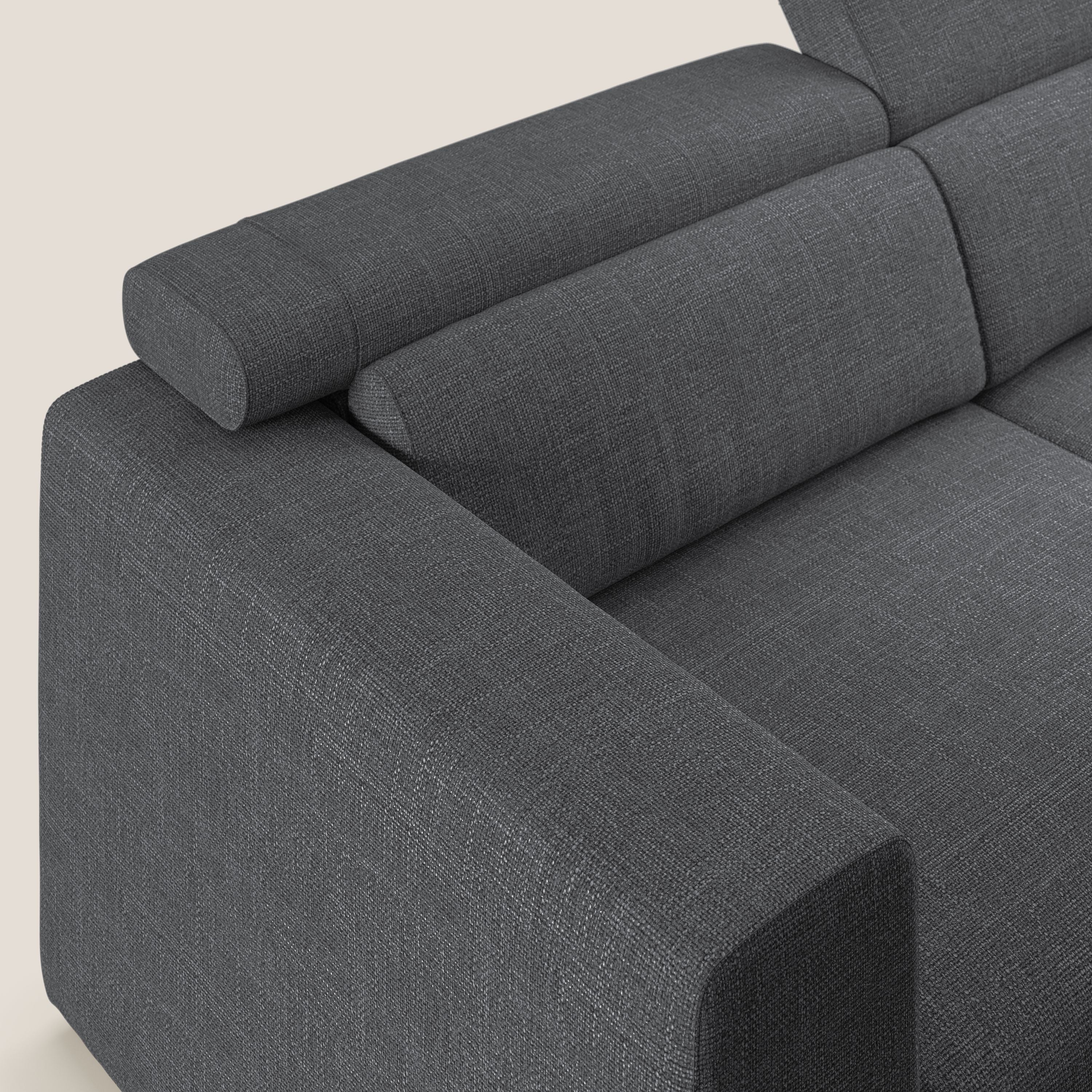 Vegas divano con poggiatesta reclinabili in morbido tessuto impermeabile T06 antracite - divani.store