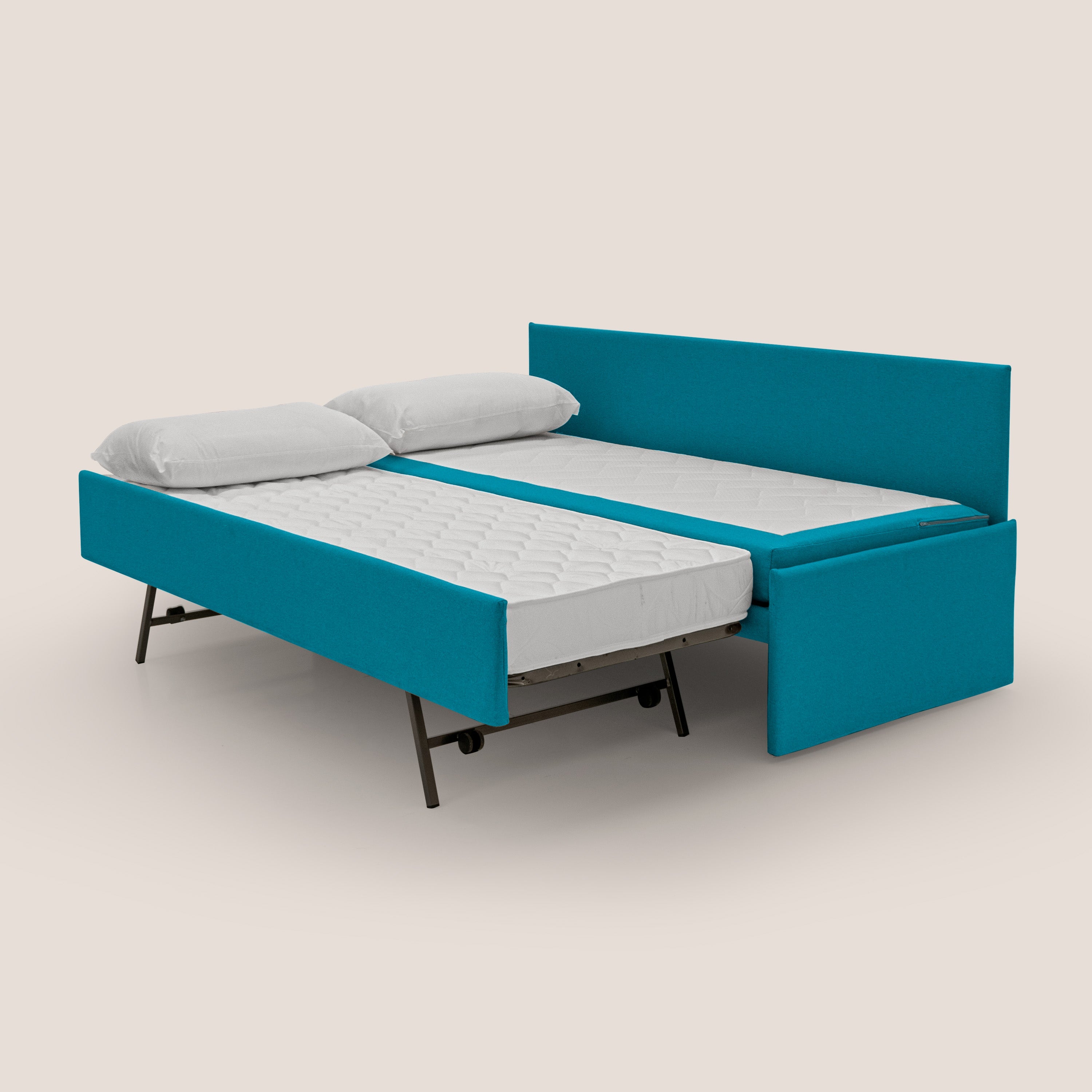 Naviglio Divano duplex con doppio letto in tessuto simil cotone impermeabile T13 azzurro - divani.store