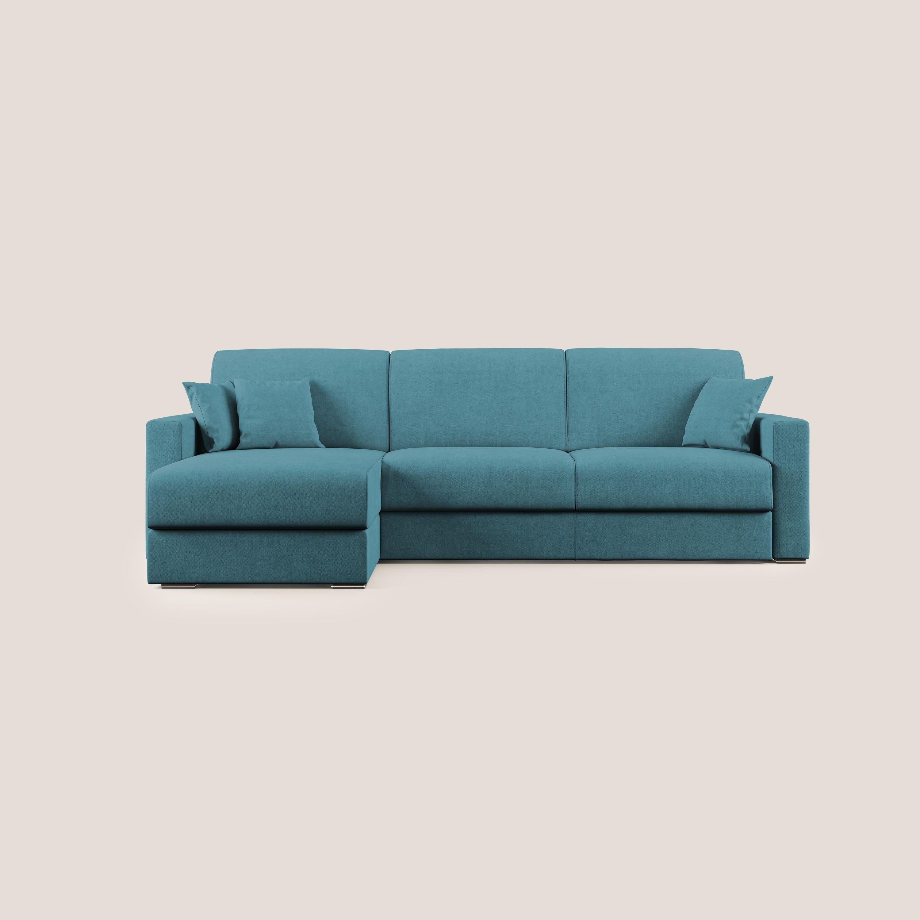 Best Divano letto angolare in tessuto impermeabile T02 azzurro - divani.store