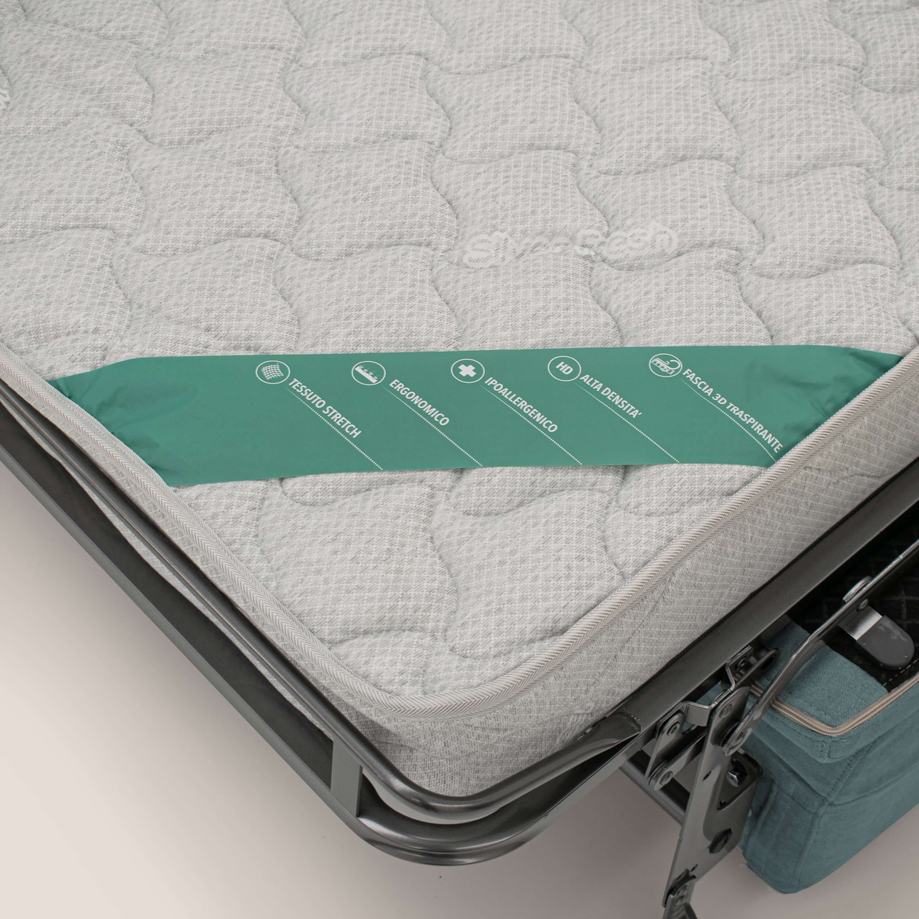 Bjorn divano letto sfoderabile con materasso H18 cm e poggiatesta reclinabili in tessuto impermeabile T02 petrolio - divani.store