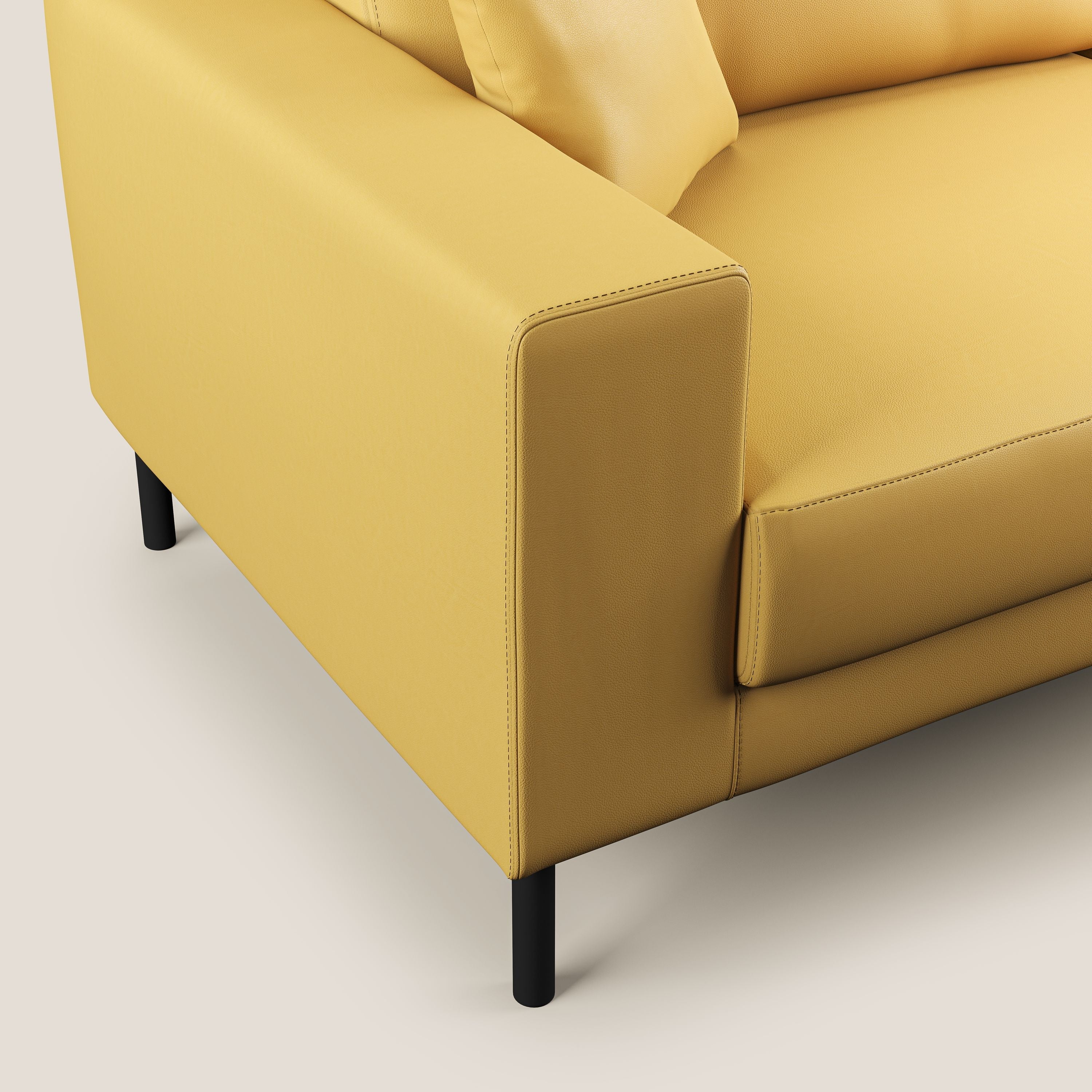 Uranio divano moderno lineare in Ecopelle impermeabile T04 giallo - divani.store