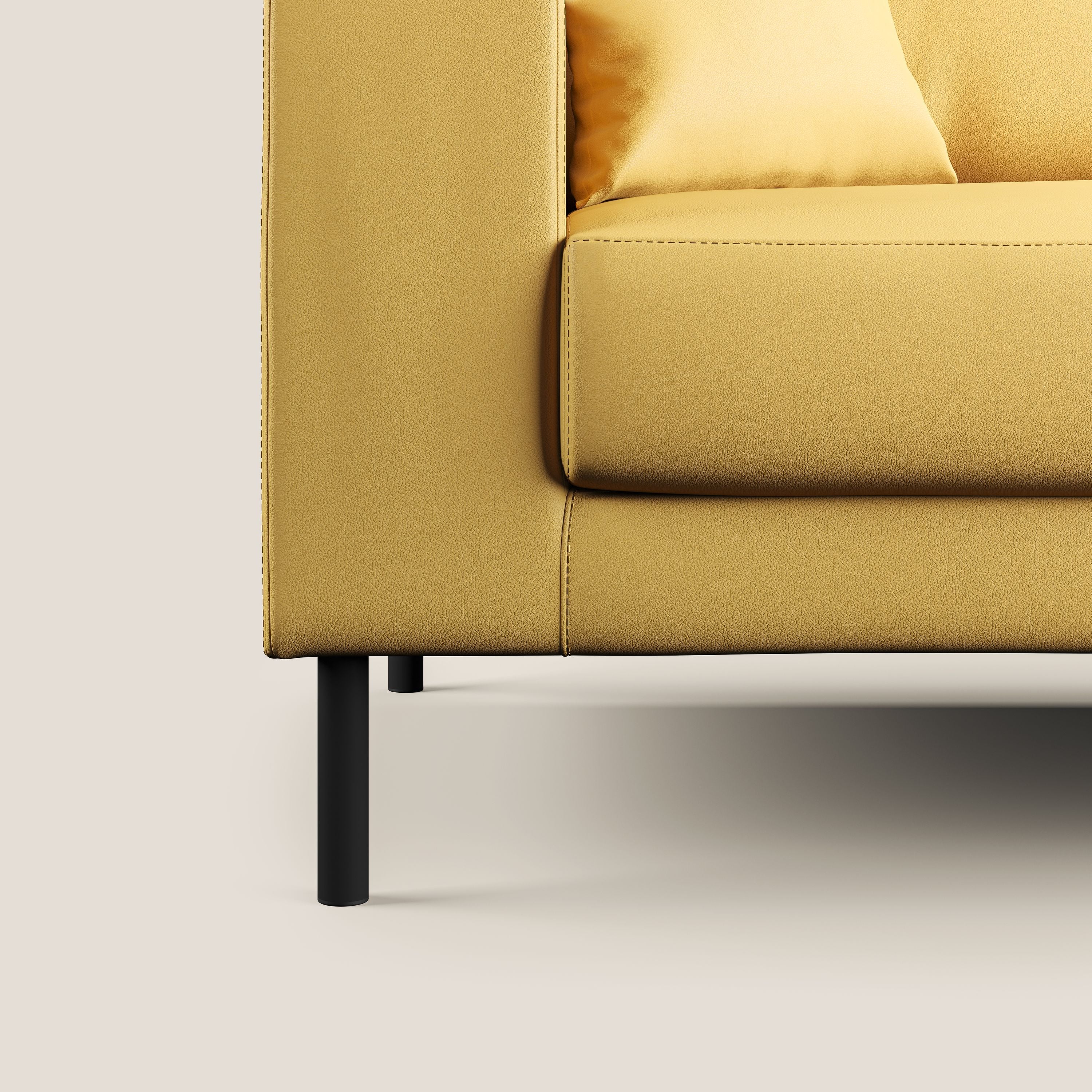 Uranio divano moderno lineare in Ecopelle impermeabile T04 giallo - divani.store