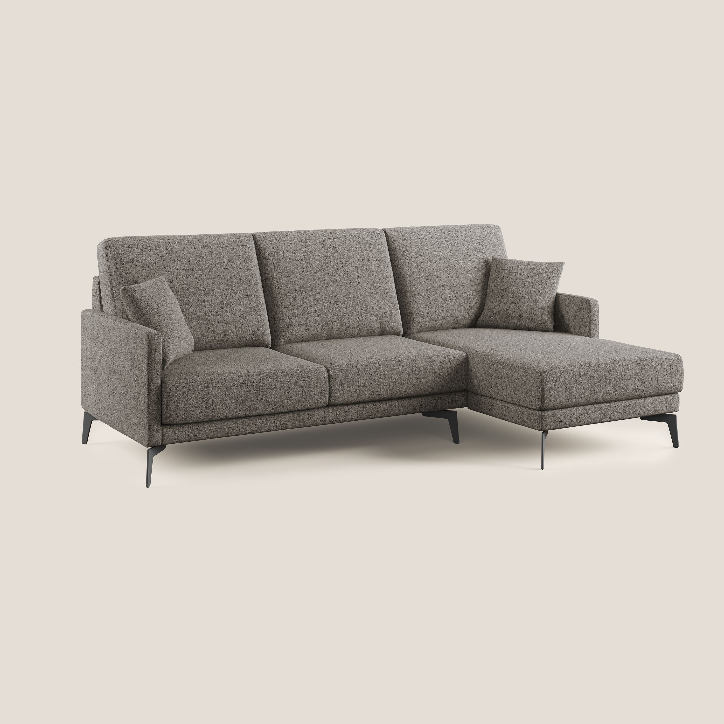 Saturno divano angolare moderno in tessuto morbido impermeabile T03 talpa - divani.store