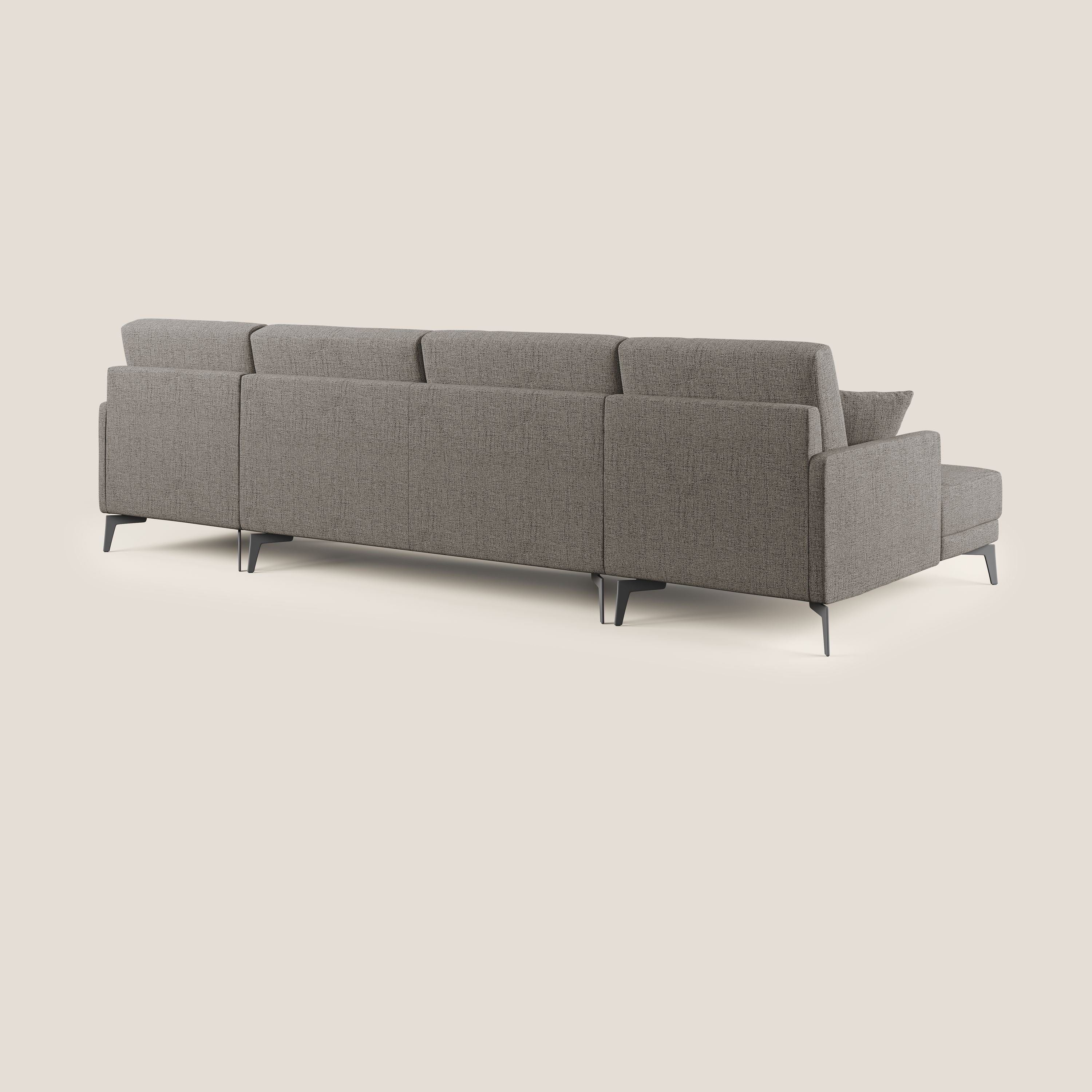 Saturno divano panoramico moderno in tessuto morbido impermeabile T03 talpa - divani.store