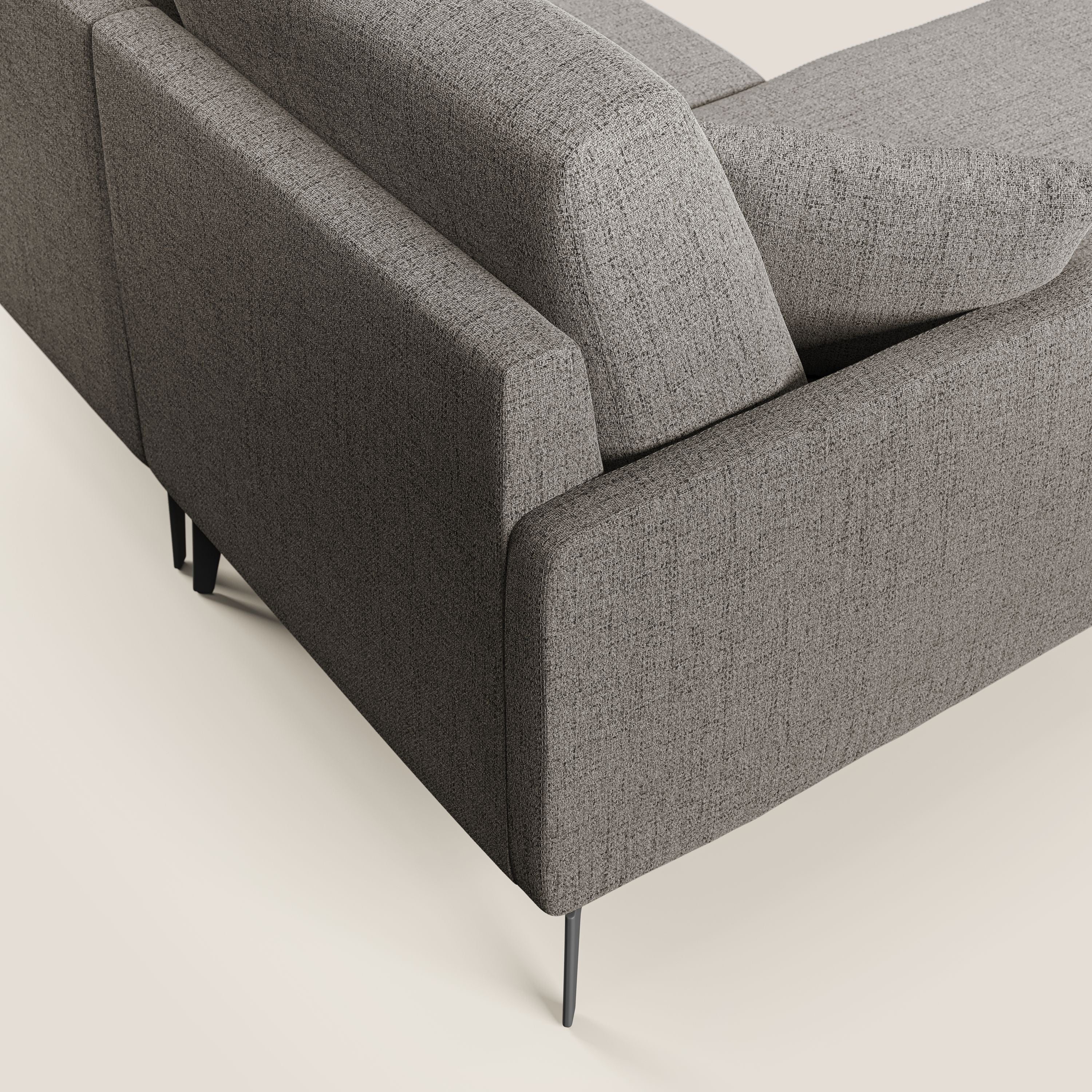 Saturno divano panoramico moderno in tessuto morbido impermeabile T03 talpa - divani.store