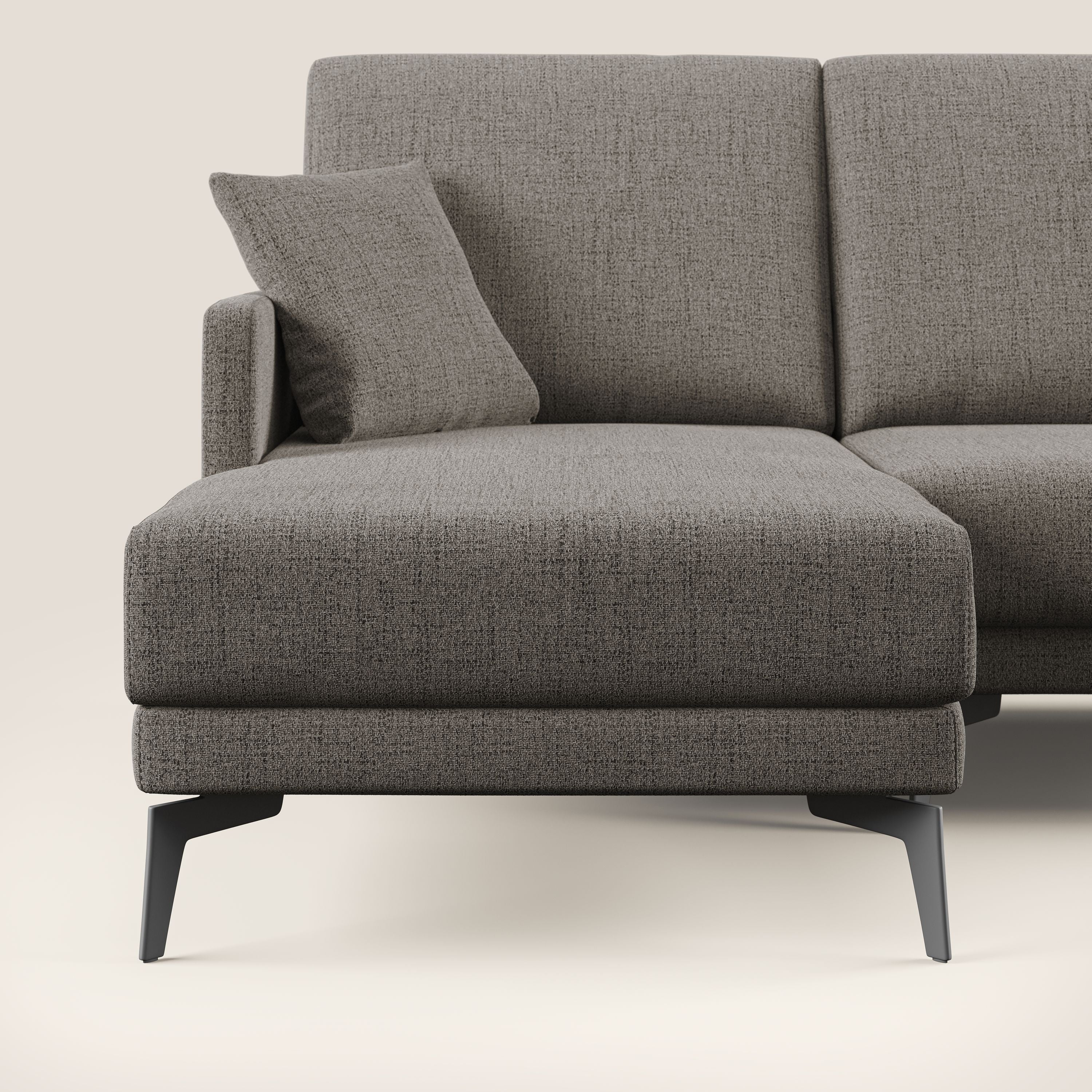 Saturno divano panoramico moderno in tessuto morbido impermeabile T03 talpa - divani.store