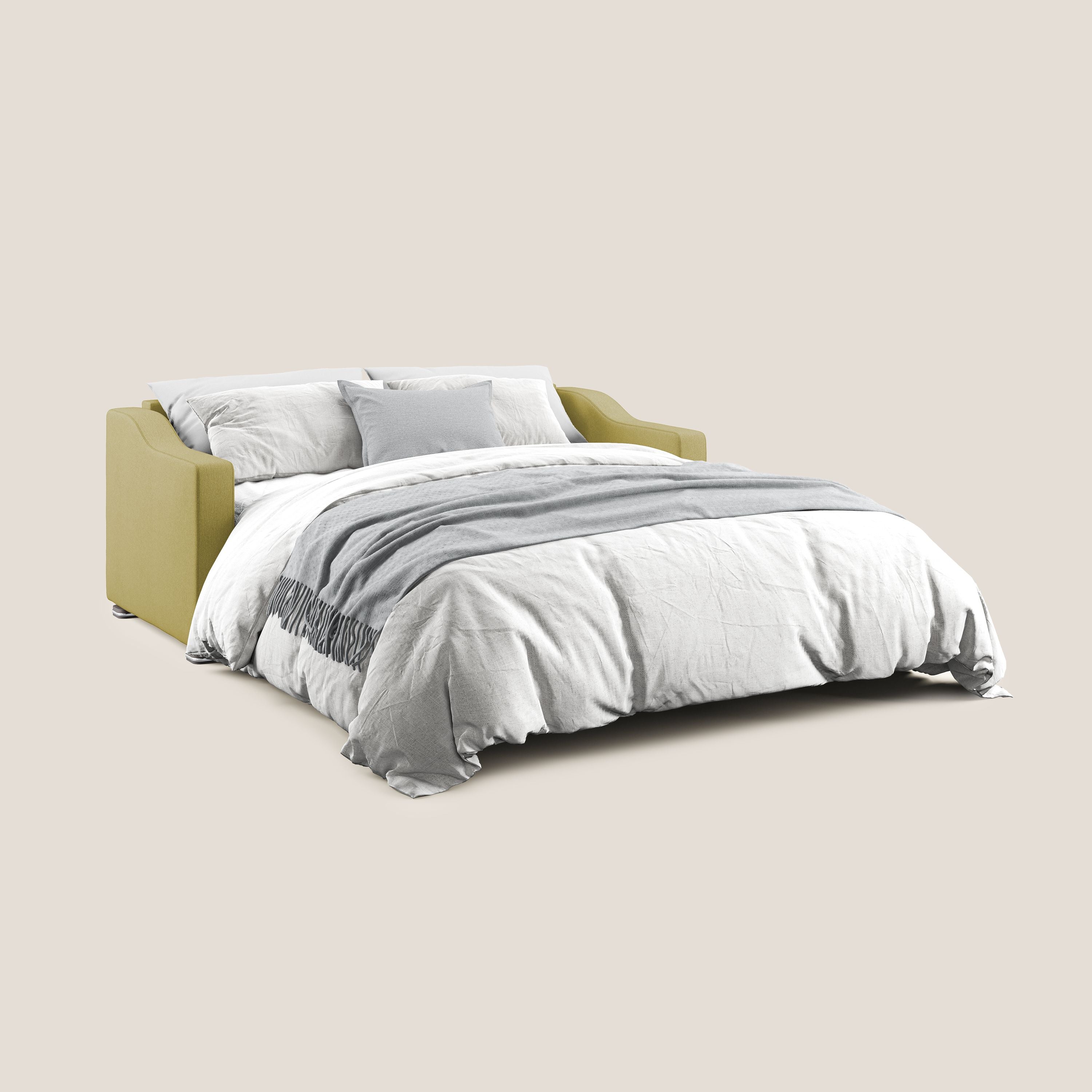 Amber divano letto matrimoniale in tessuto smacchiabile T05 giallo - divani.store