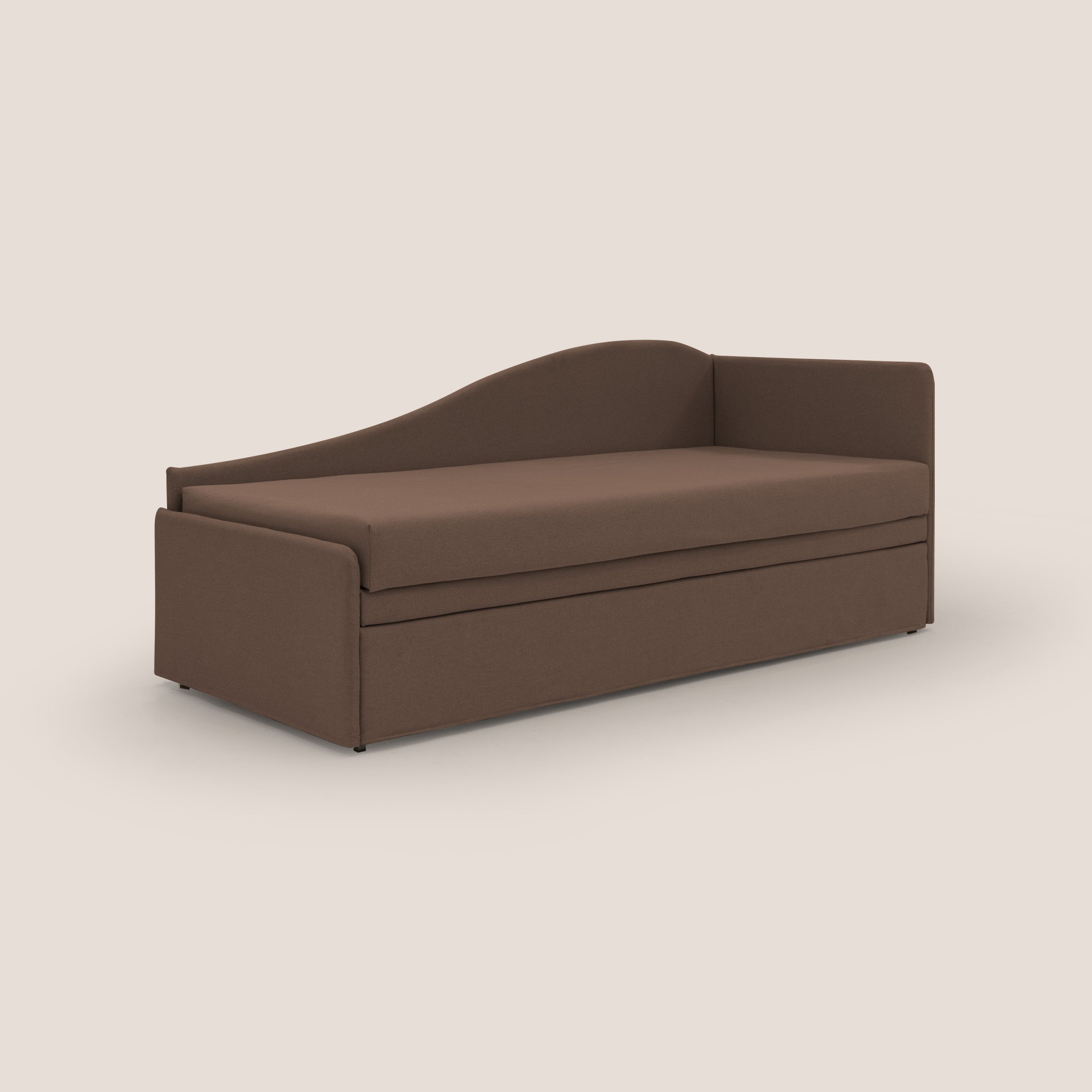 Nolo Divano duplex con doppio letto in tessuto simil cotone impermeabile T13 marrone - divani.store