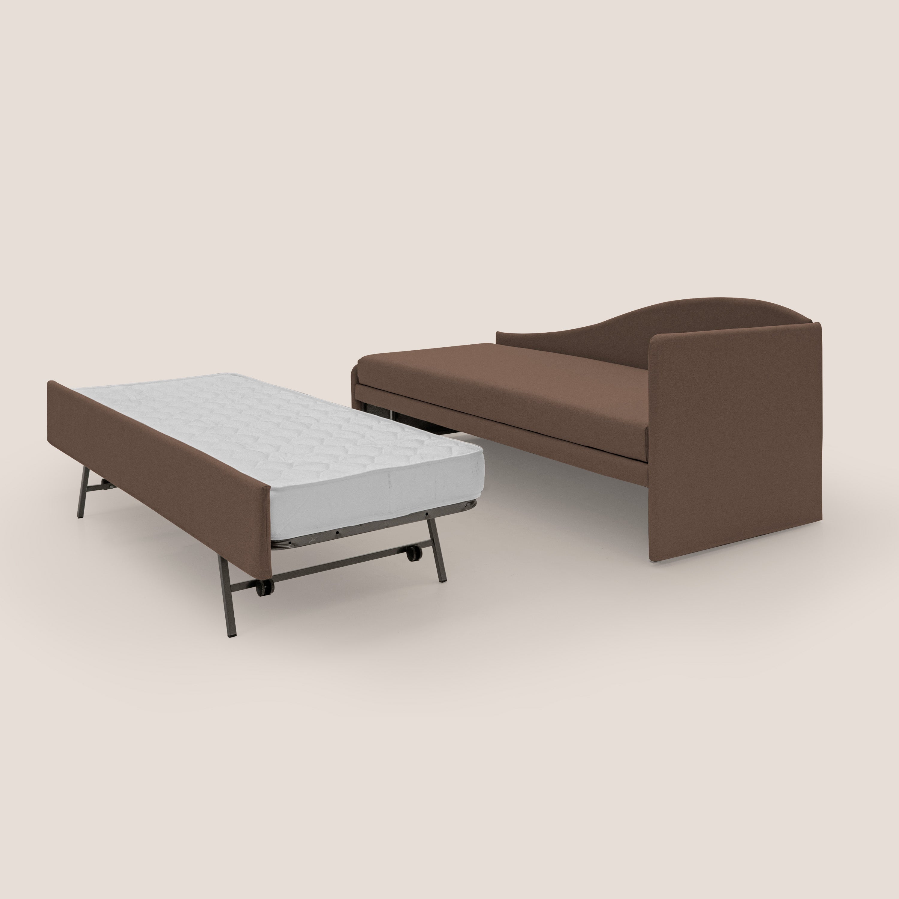 Nolo Divano duplex con doppio letto in tessuto simil cotone impermeabile T13 marrone - divani.store