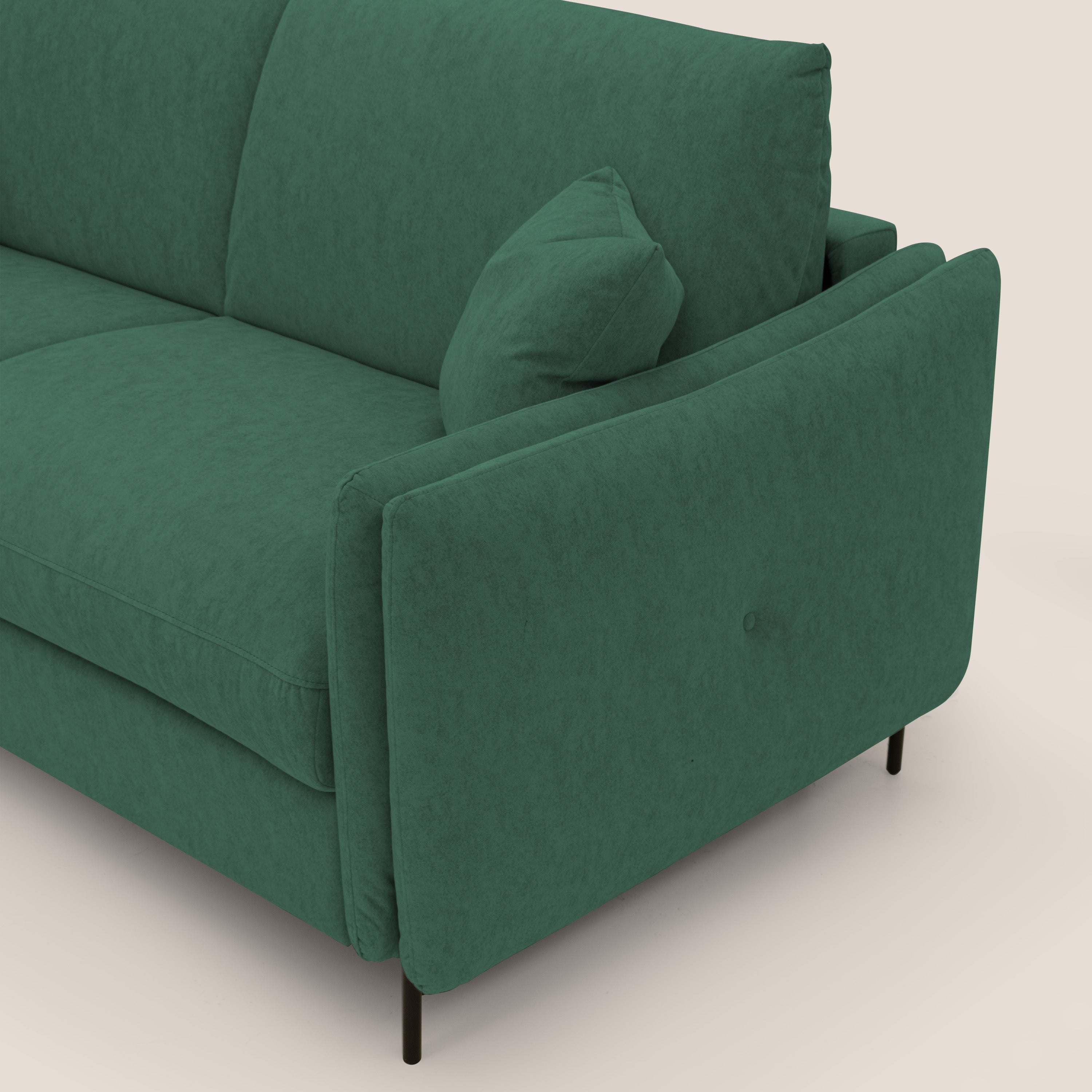 Gregory Divano letto con materasso h18 cm in microfibra effetto velluto impermeabile T09 verde - divani.store