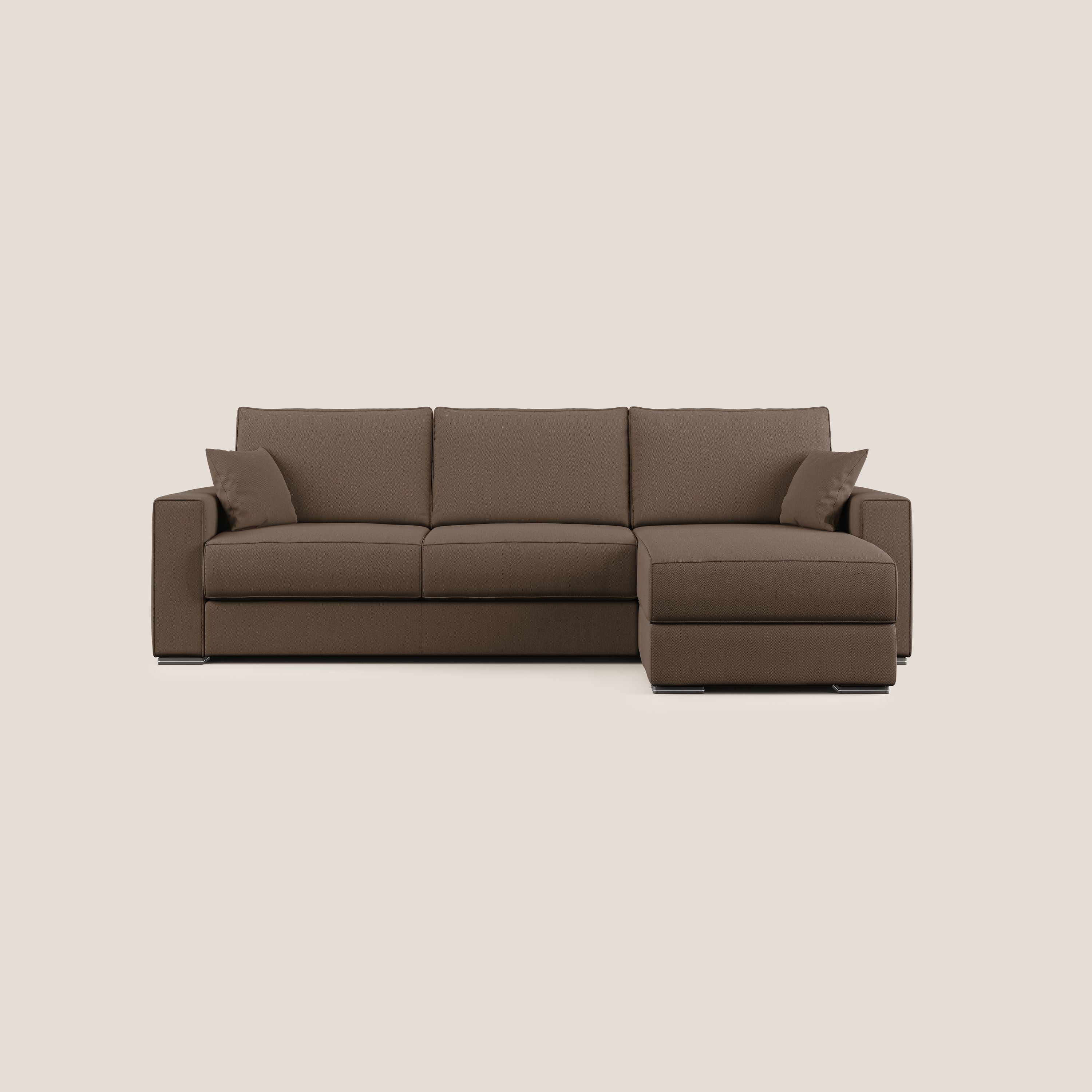 Dream Divano letto angolare in tessuto smacchiabile T05 marrone - divani.store