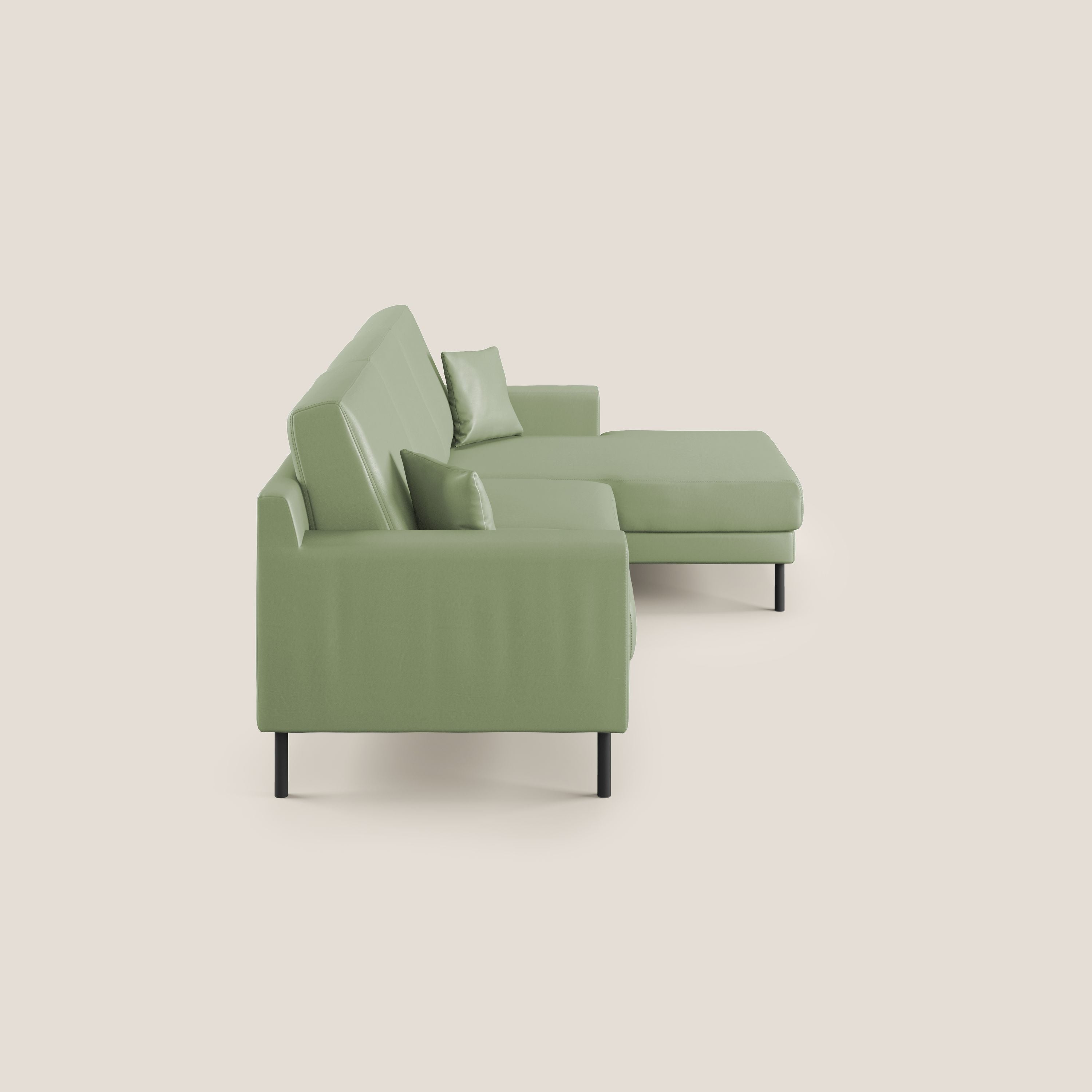 Uranio divano angolare moderno REVERSIBILE in Ecopelle impermeabile T04 verde - divani.store