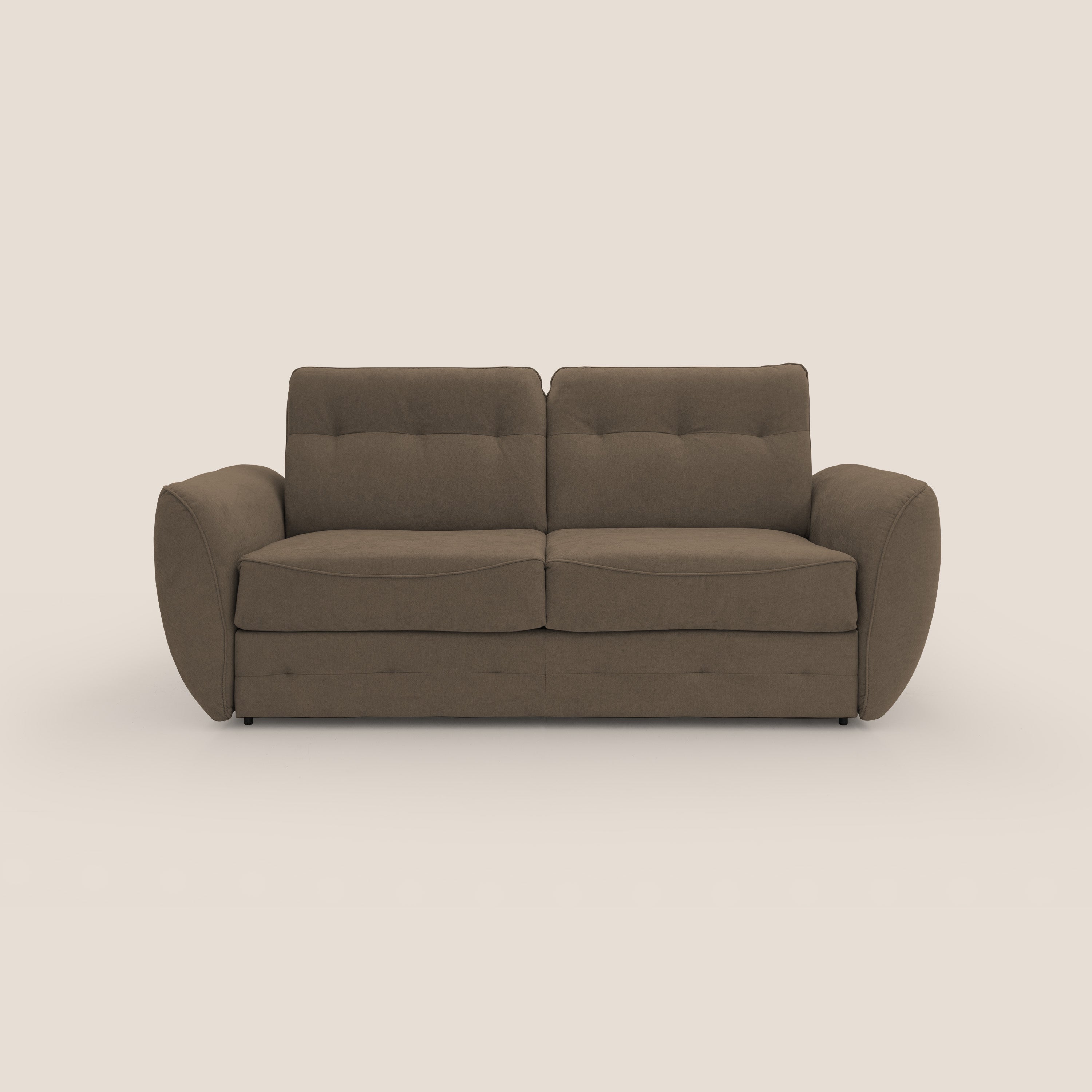 Zeus Divano letto scandinavo con schienale alto in tessuto impermeabile T02 marrone - divani.store
