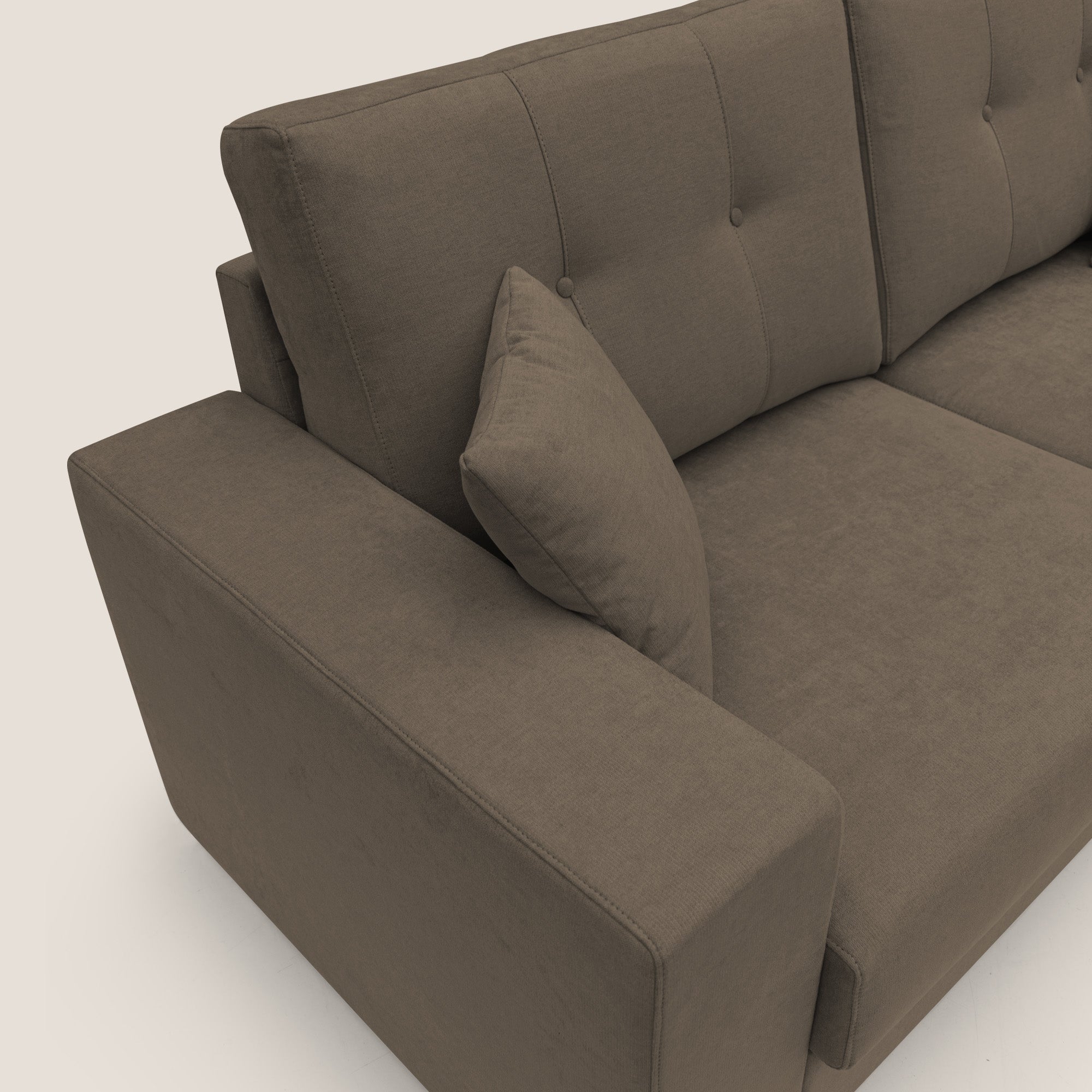 Giove divano in morbido tessuto impermeabile T02 marrone - divani.store