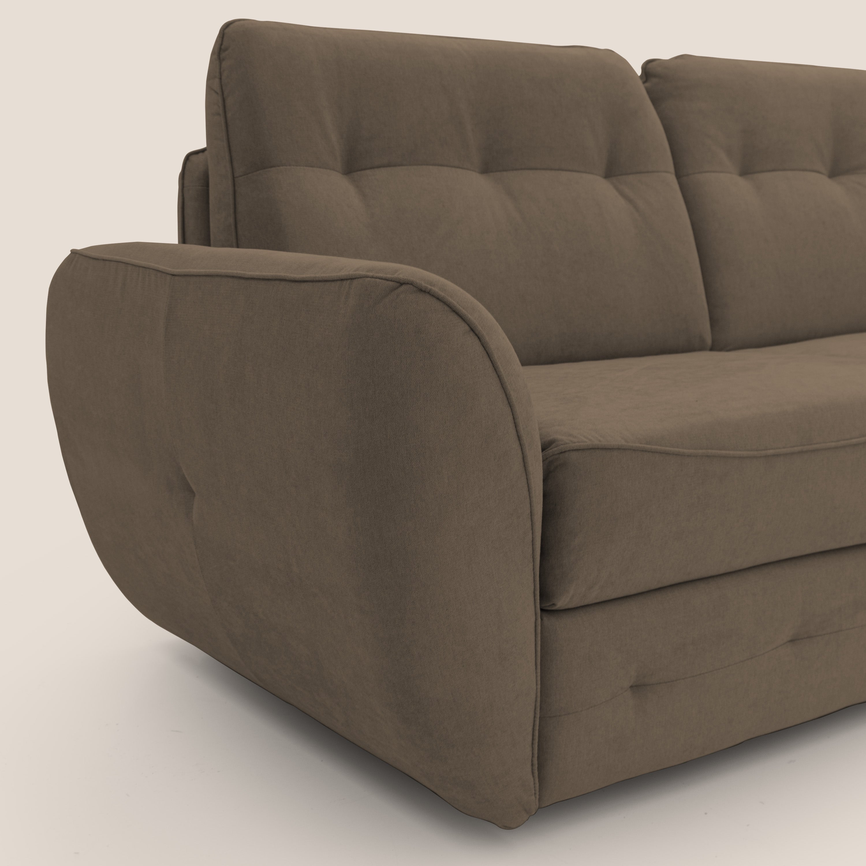 Zeus divano letto angolare con materasso H18 cm pouf mobile in tessuto impermeabile T02 - divani.store