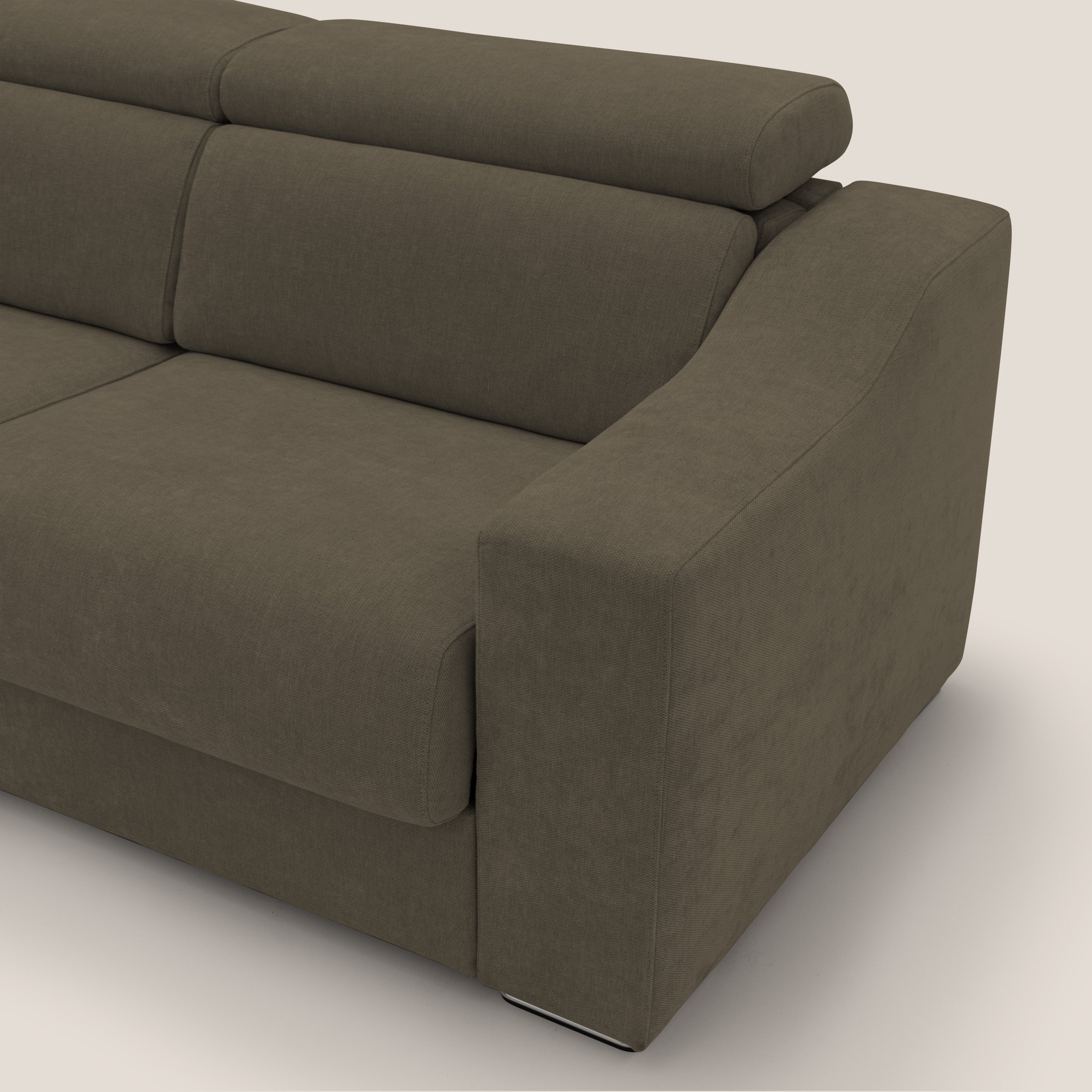 Bomber divano letto matrimoniale con poggiatesta in tessuto impermeabile T14 marrone - divani.store