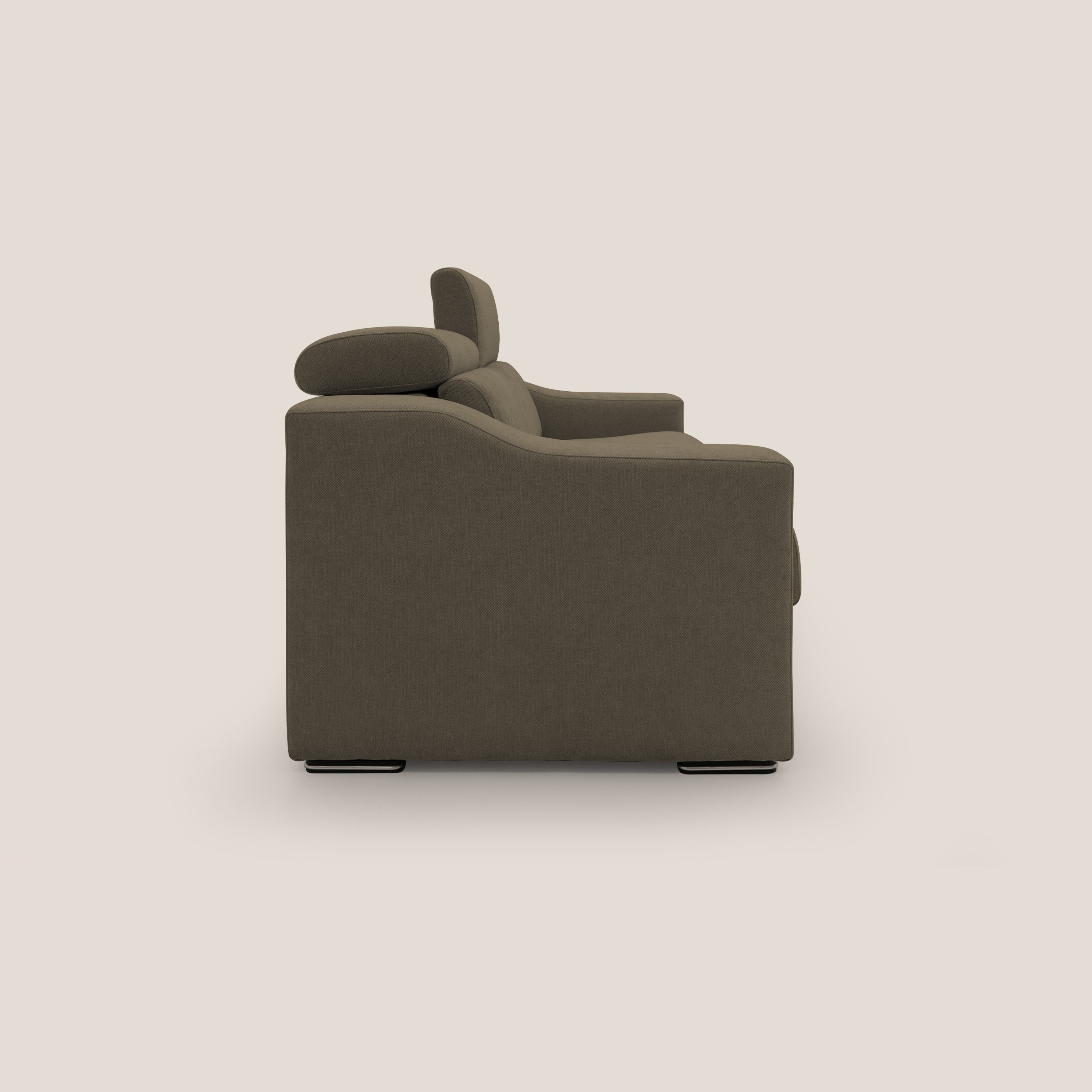 Bomber divano letto matrimoniale con poggiatesta in tessuto impermeabile T14 marrone - divani.store