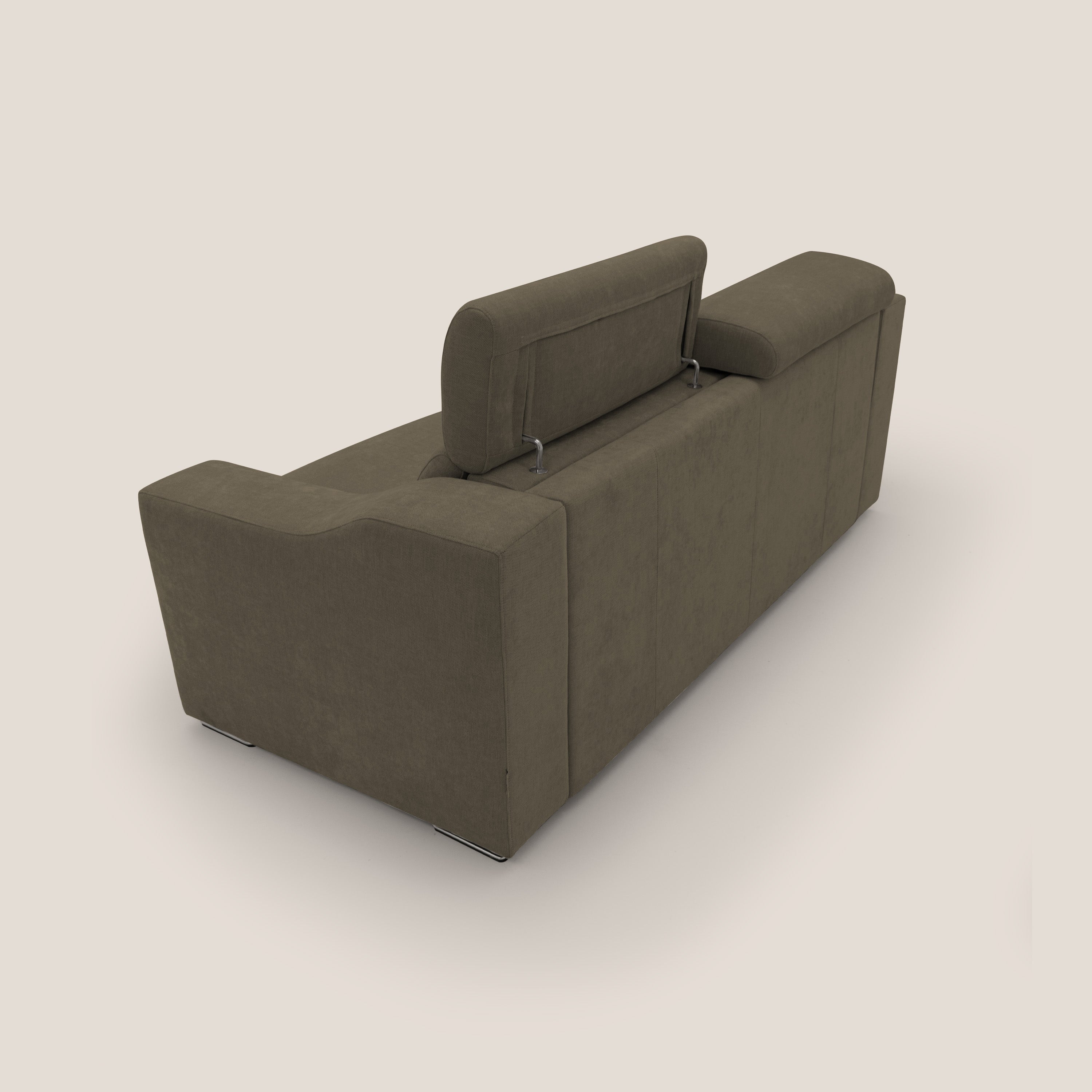 Bomber divano letto matrimoniale con poggiatesta in tessuto impermeabile T14 marrone - divani.store