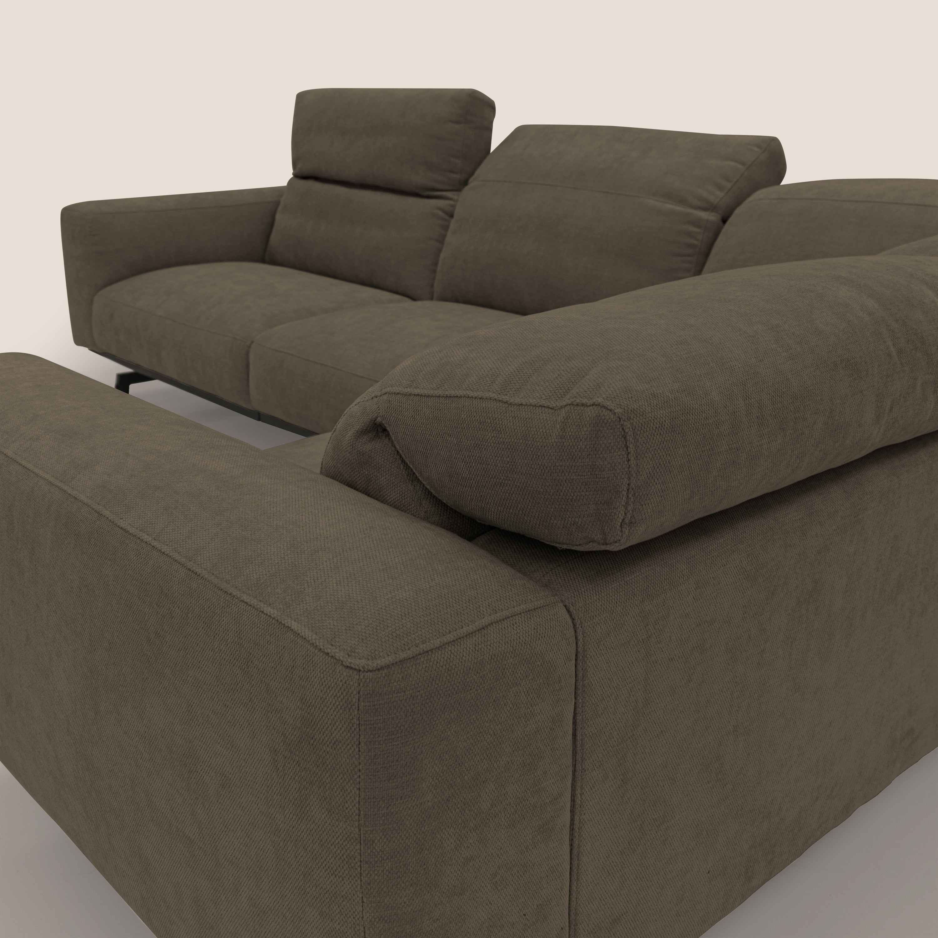 Sakura wendbares, modulares Ecksofa aus weichem, wasserfestem geflammtem Stoff T14 braun