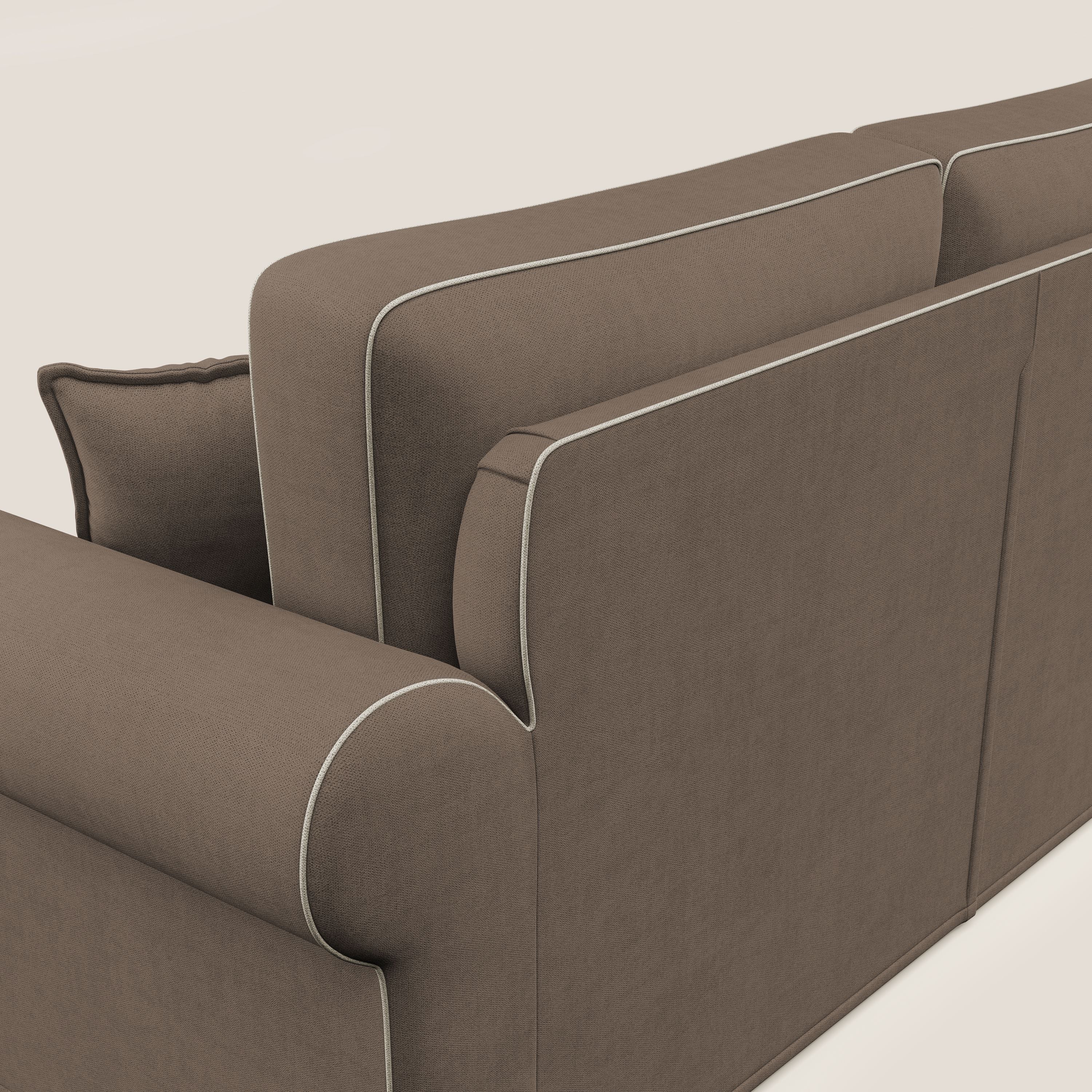 Lady divano classico bicolore in piuma d'oca realizzato con tessuto impermeabile T02 marrone - panna - divani.store