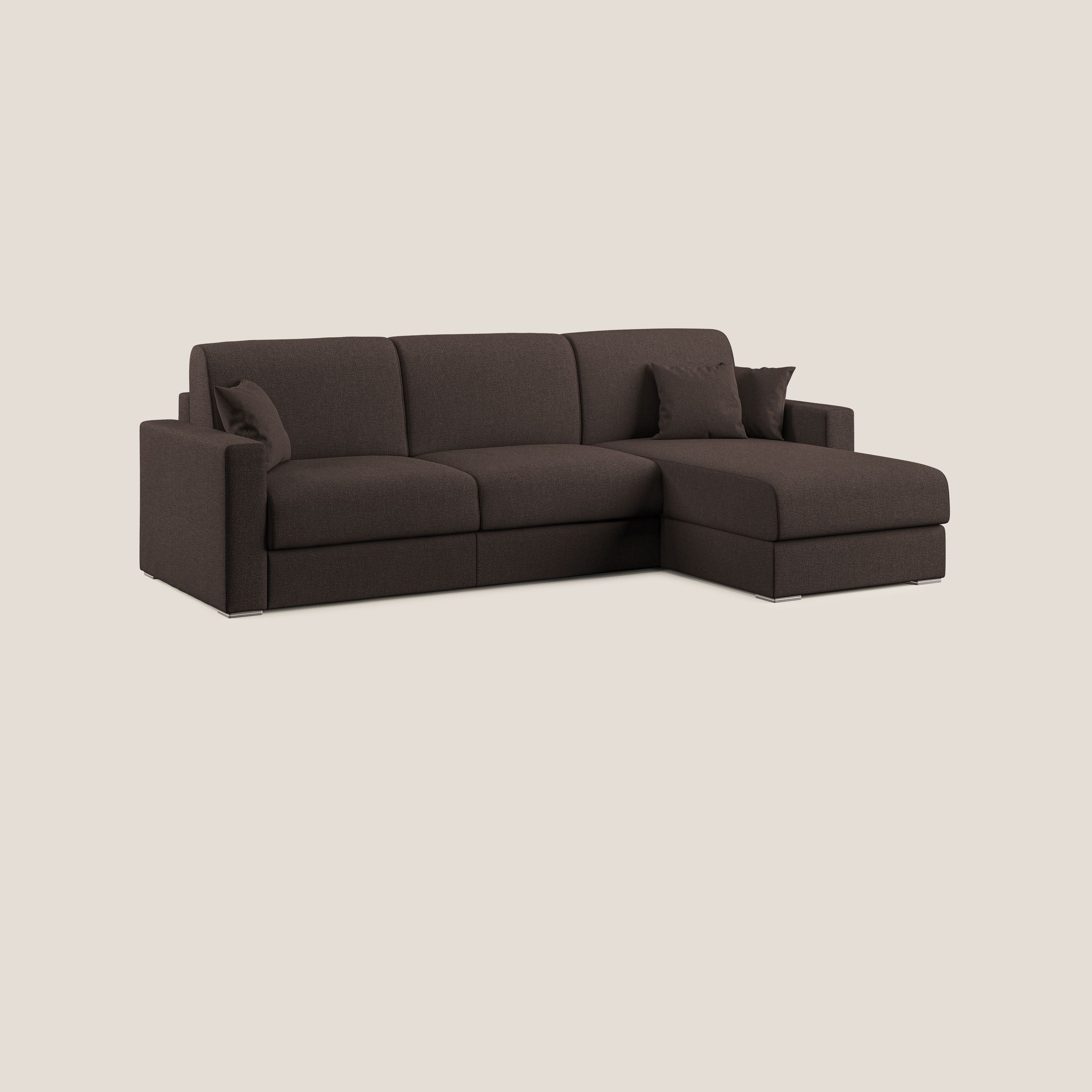 Best Divano letto angolare con penisola in tessuto smacchiabile QuickClean T08 marrone - divani.store