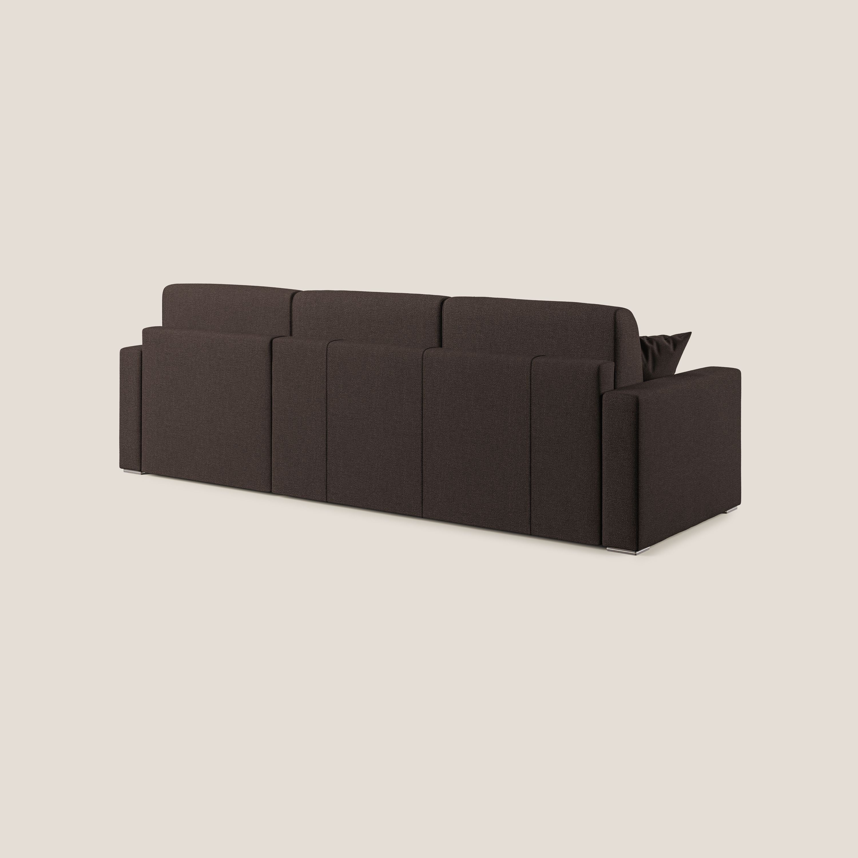 Best Divano letto angolare con penisola in tessuto smacchiabile QuickClean T08 marrone - divani.store