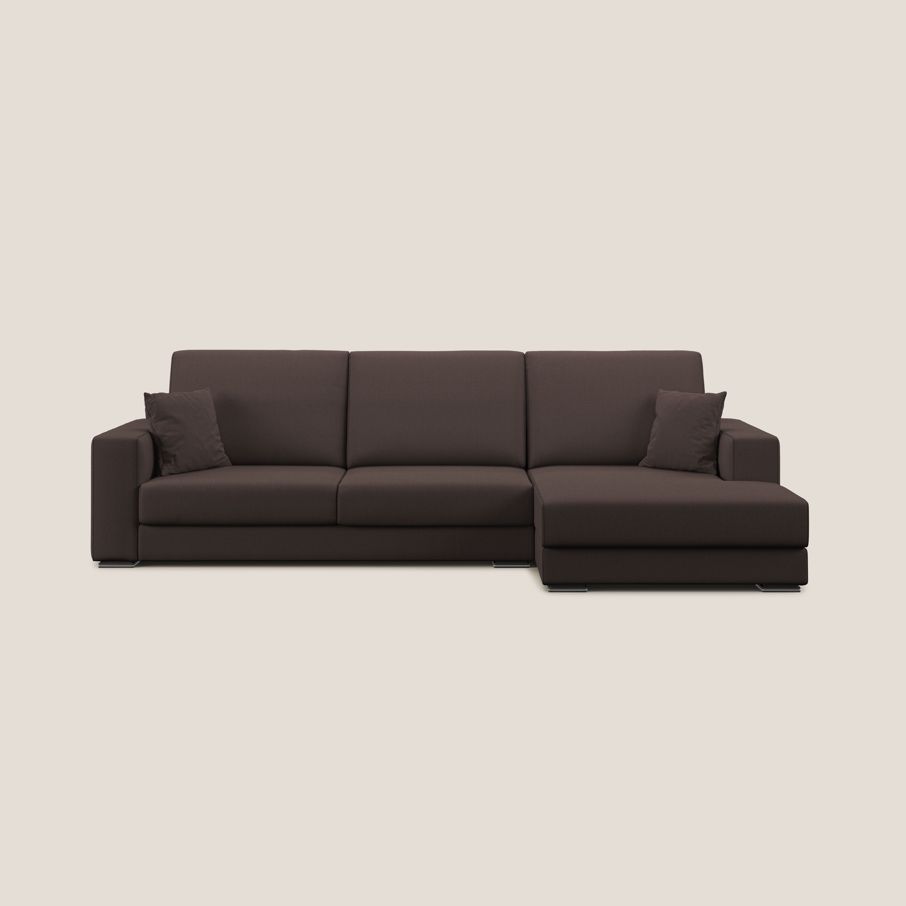 Marte divano angolare in tessuto smacchiabile impermeabile T08 marrone - divani.store