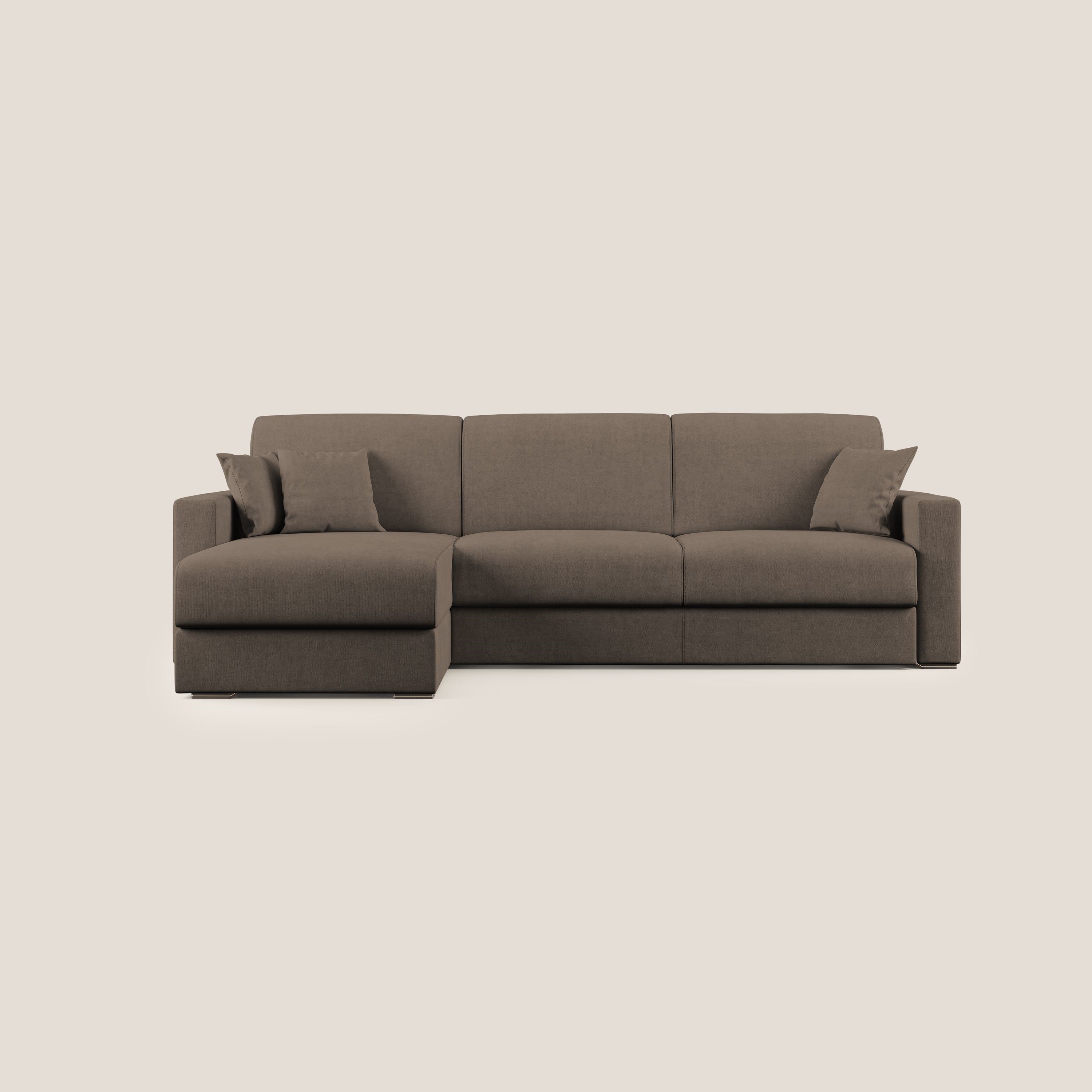 Best Divano letto angolare in tessuto impermeabile T02 marrone - divani.store