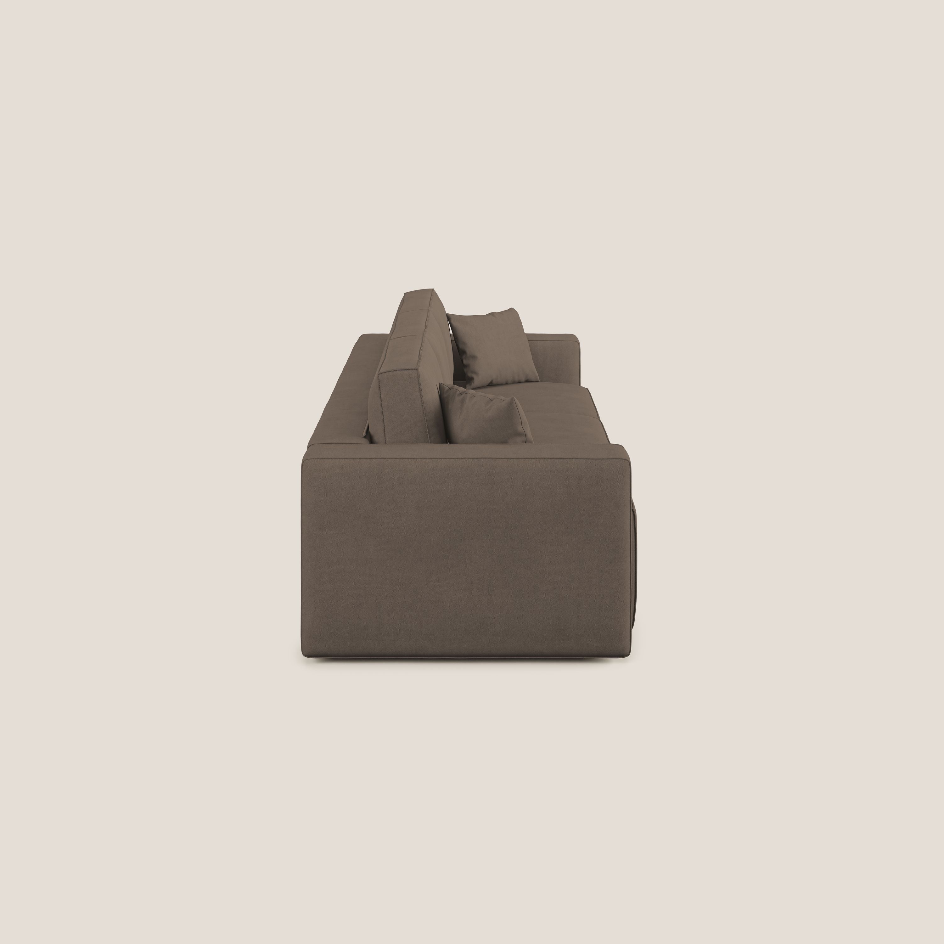 Morfeo divano con 3 sedute estraibili in morbido tessuto impermeabile T02 marrone - divani.store