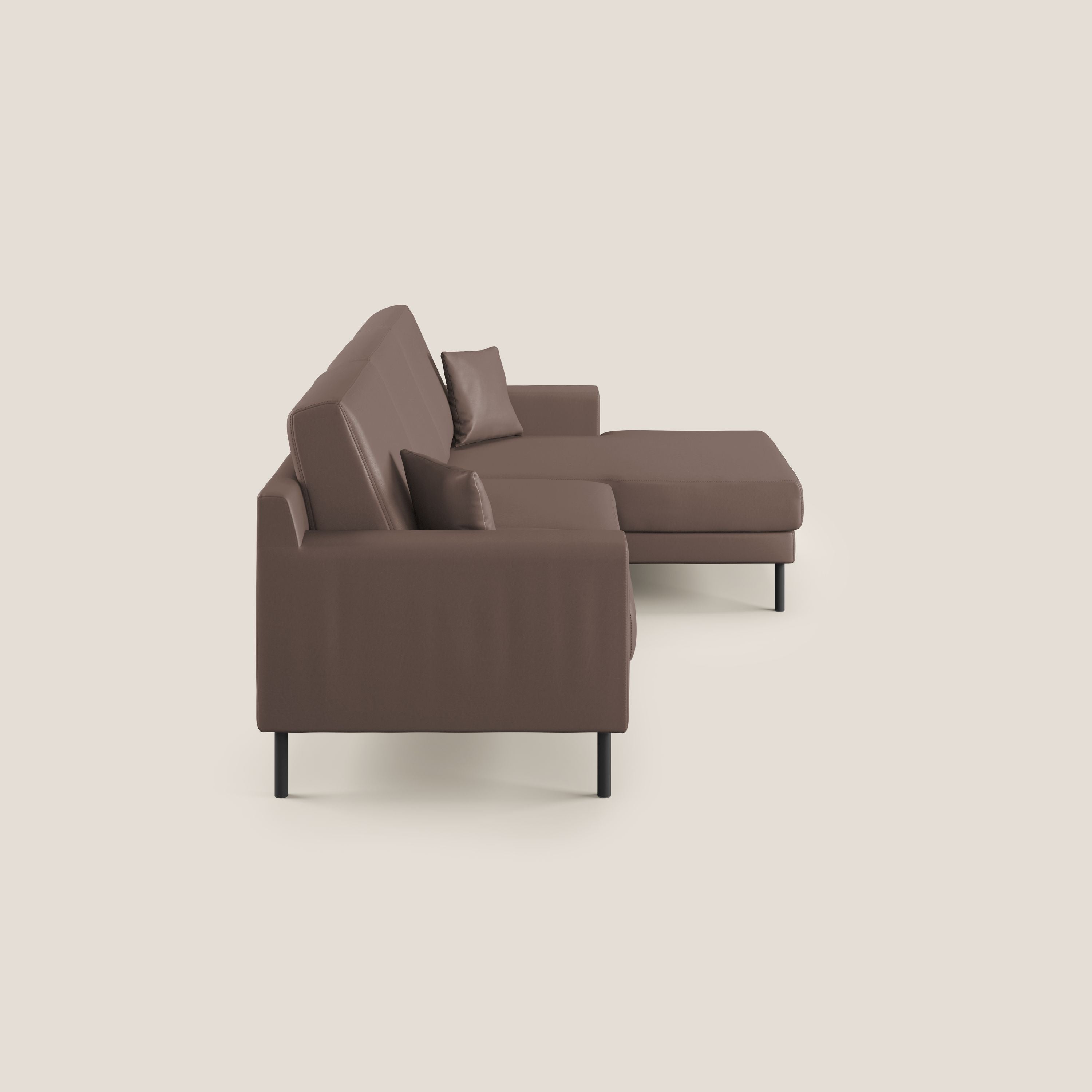 Uranio divano angolare moderno REVERSIBILE in Ecopelle impermeabile T04 marrone - divani.store