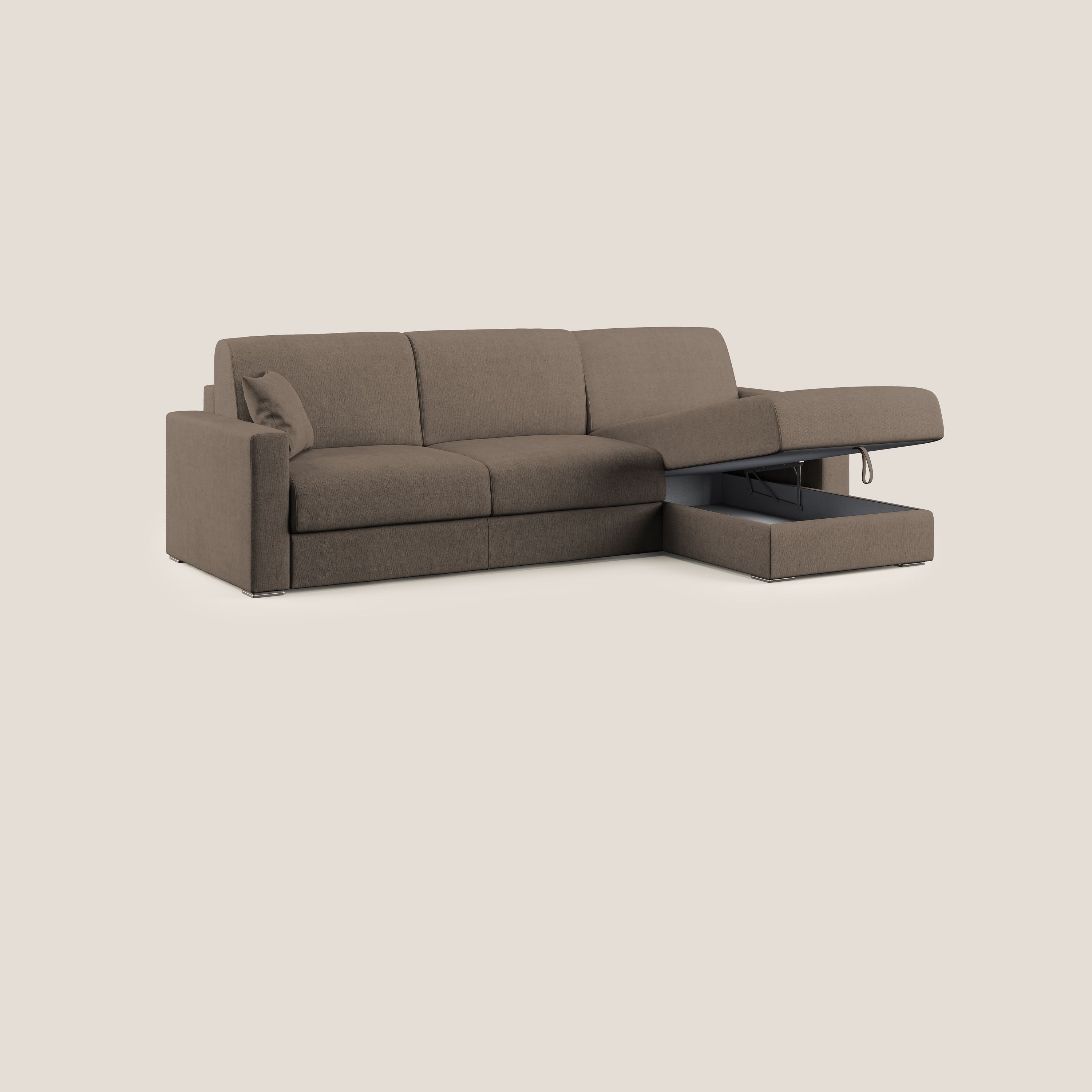 Best Divano letto angolare in tessuto impermeabile T02 marrone - divani.store