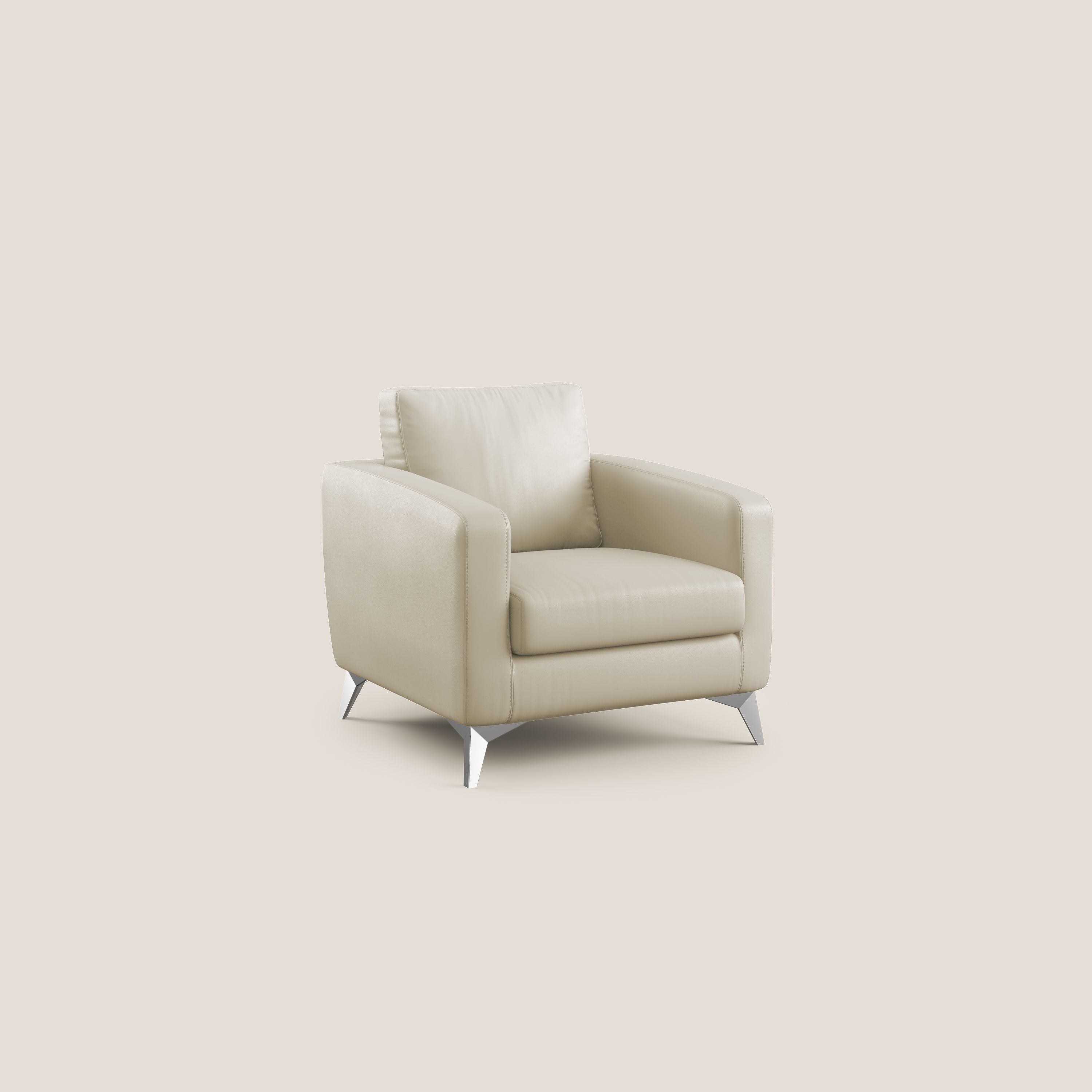 Orione Poltroncina in ecopelle moderna e impermeabile T04 panna - divani.store