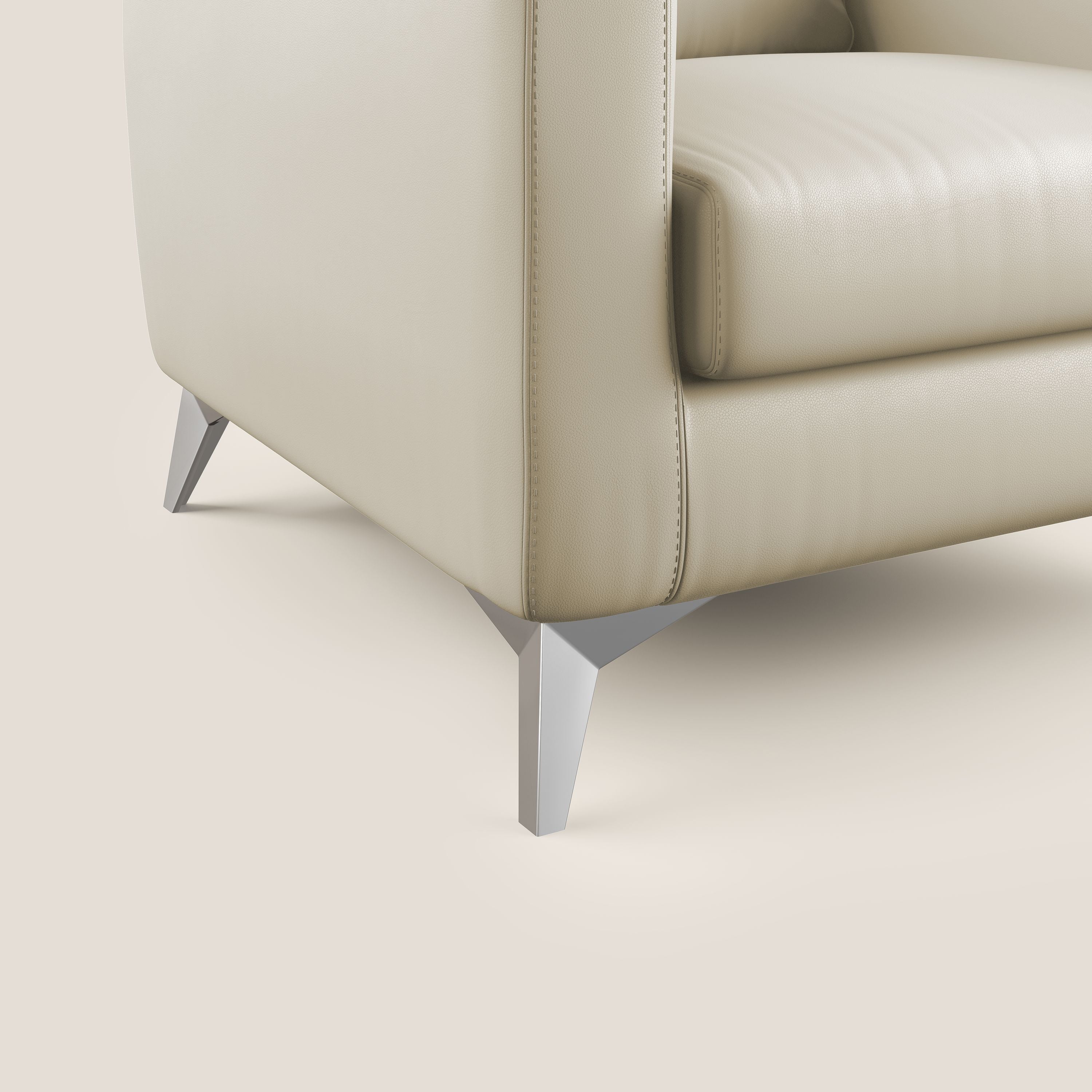 Orione Poltroncina in ecopelle moderna e impermeabile T04 panna - divani.store