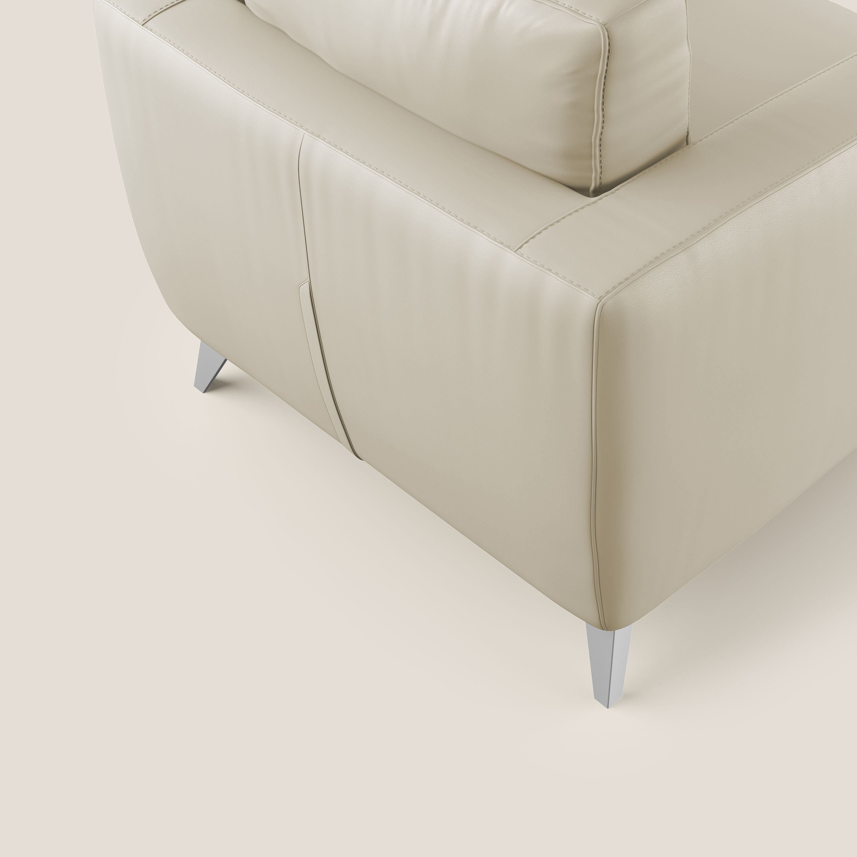 Orione Poltroncina in ecopelle moderna e impermeabile T04 panna - divani.store